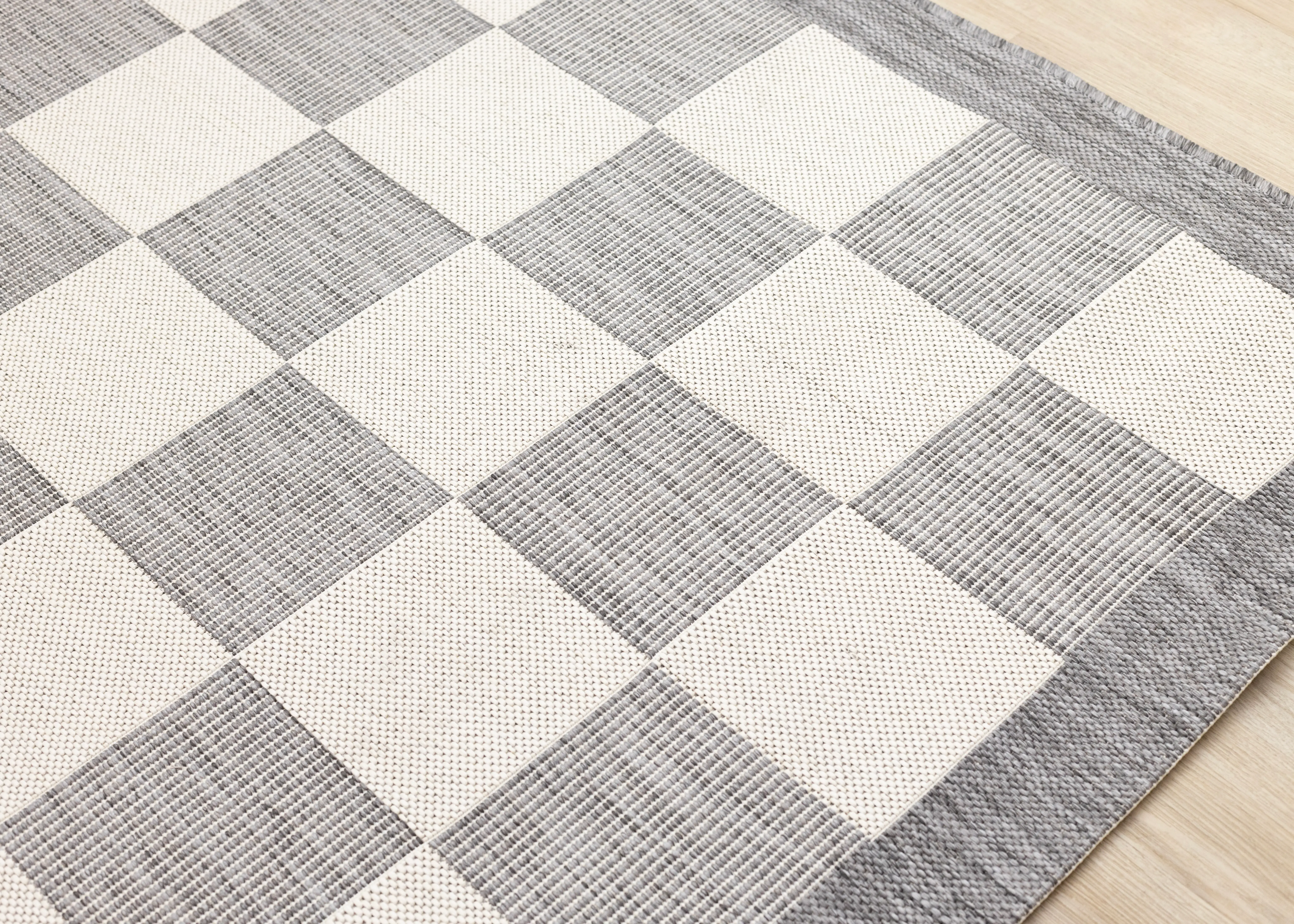 19249/811 160230 Jasper 5 x 8 Gray and Ivory Checkered Outdoor Rug-4
