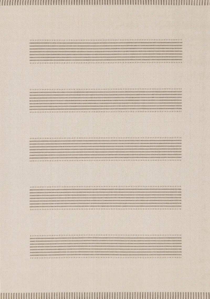 Jasper 7 x 10 Cream and Beige Striped Outdoor Rug