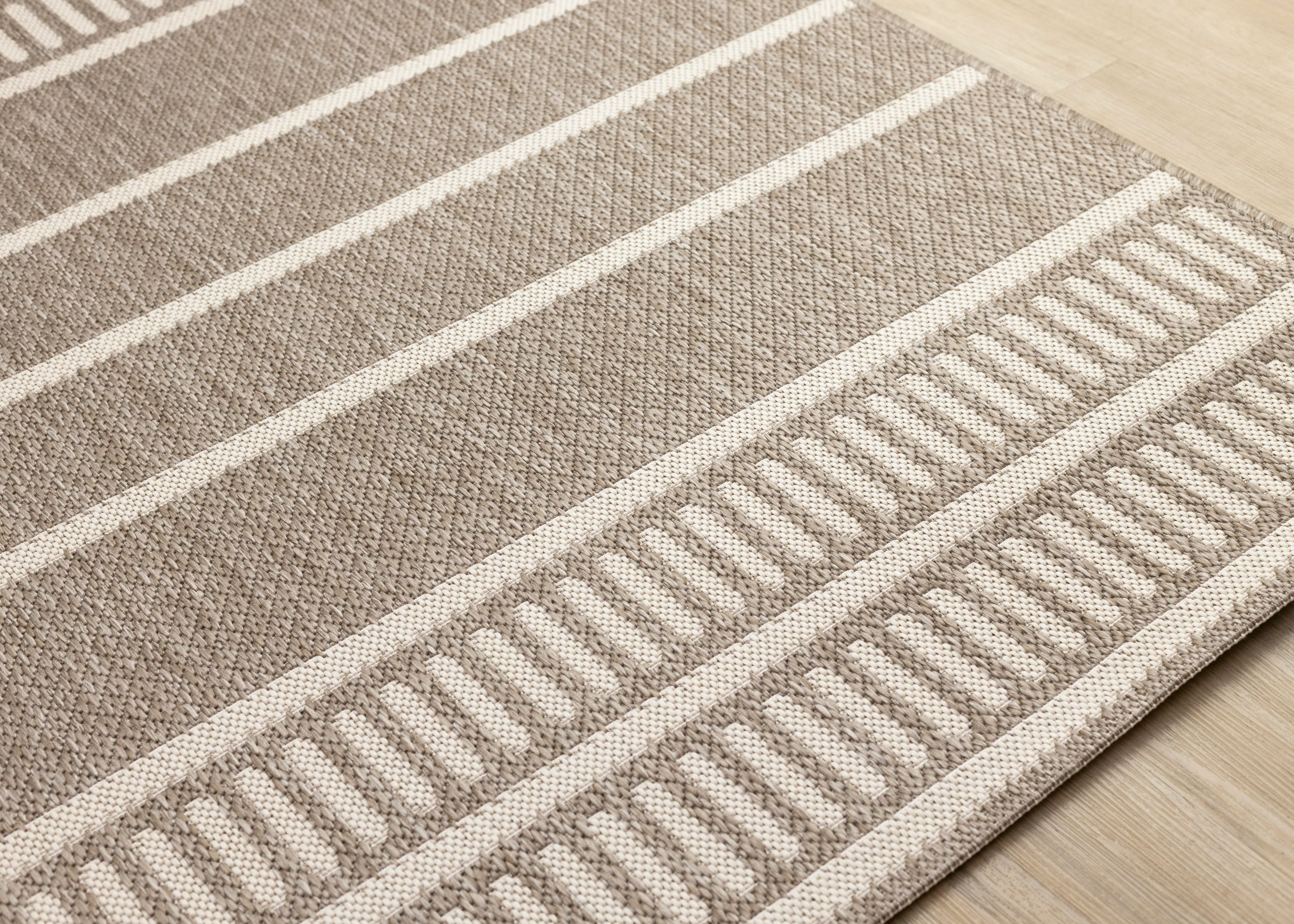 Jasper 8 x 11 Taupe and Cream Striped Outdoor Rug-4