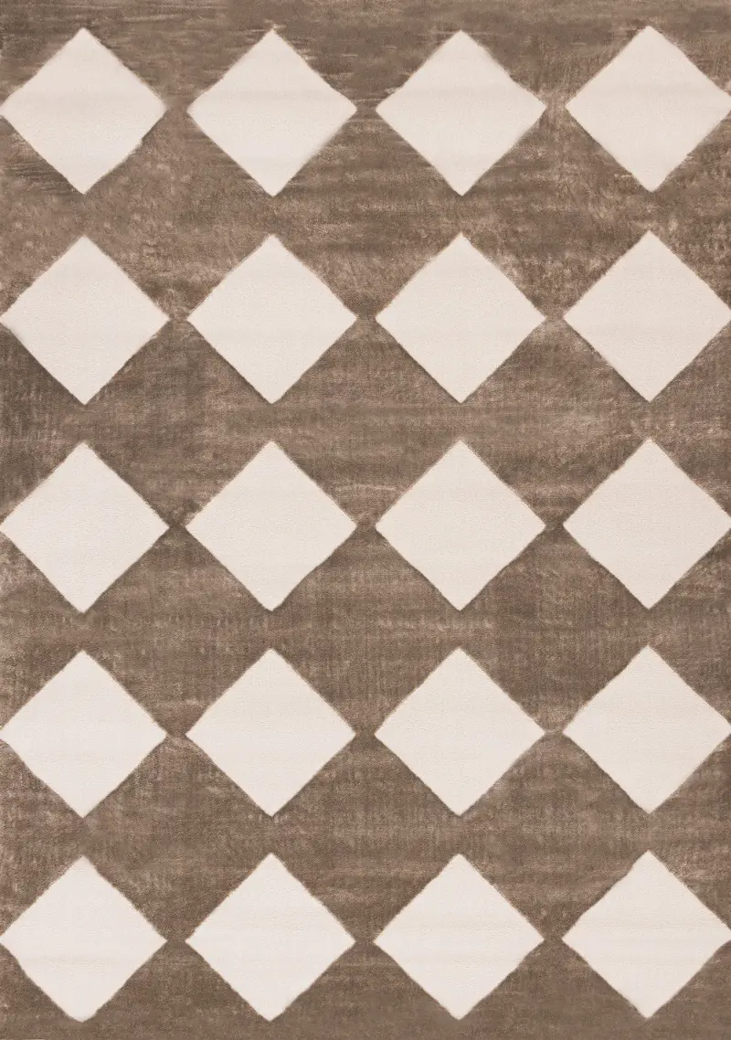 Leo Brown and Cream Diamond 8 x 11 Area Rug