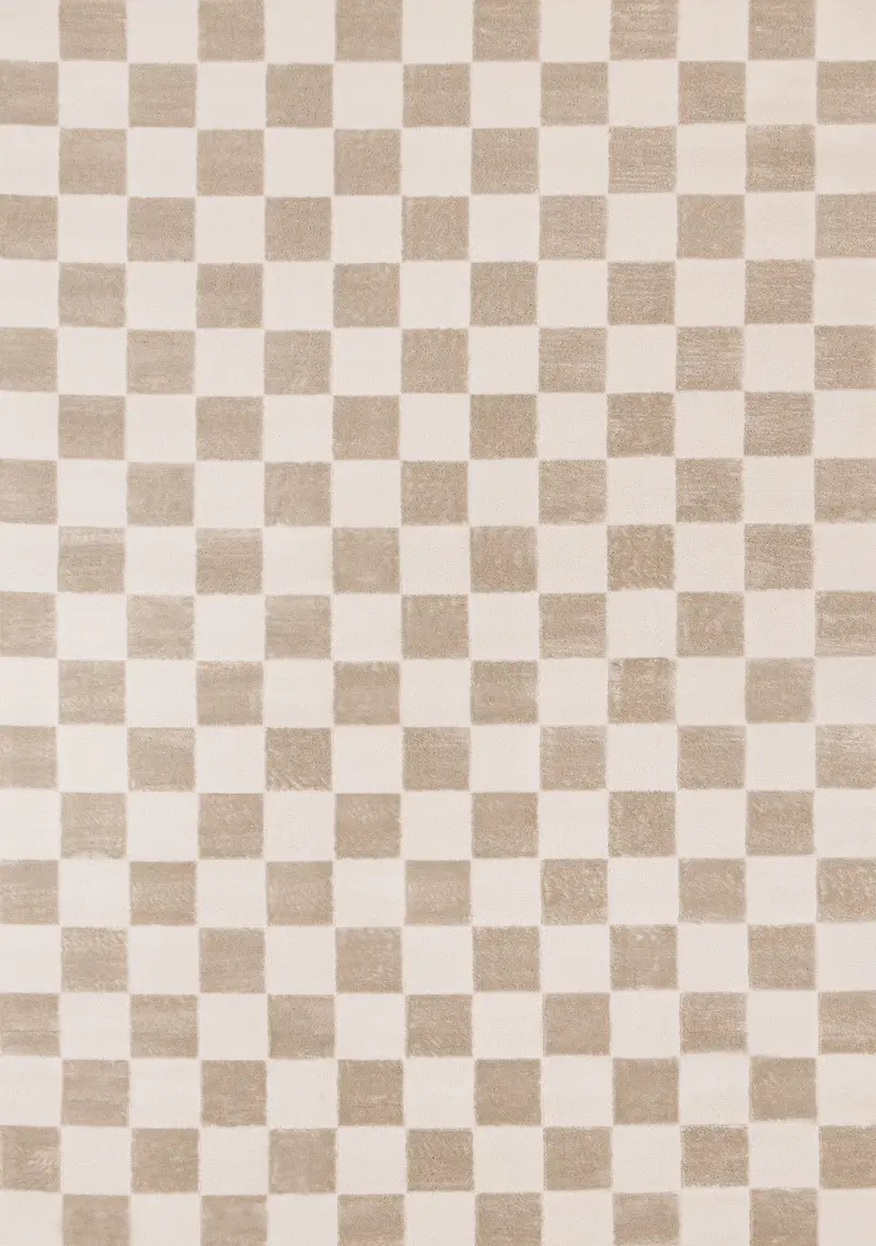 Leo Beige and Cream Checkered 5 x 8 Area Rug