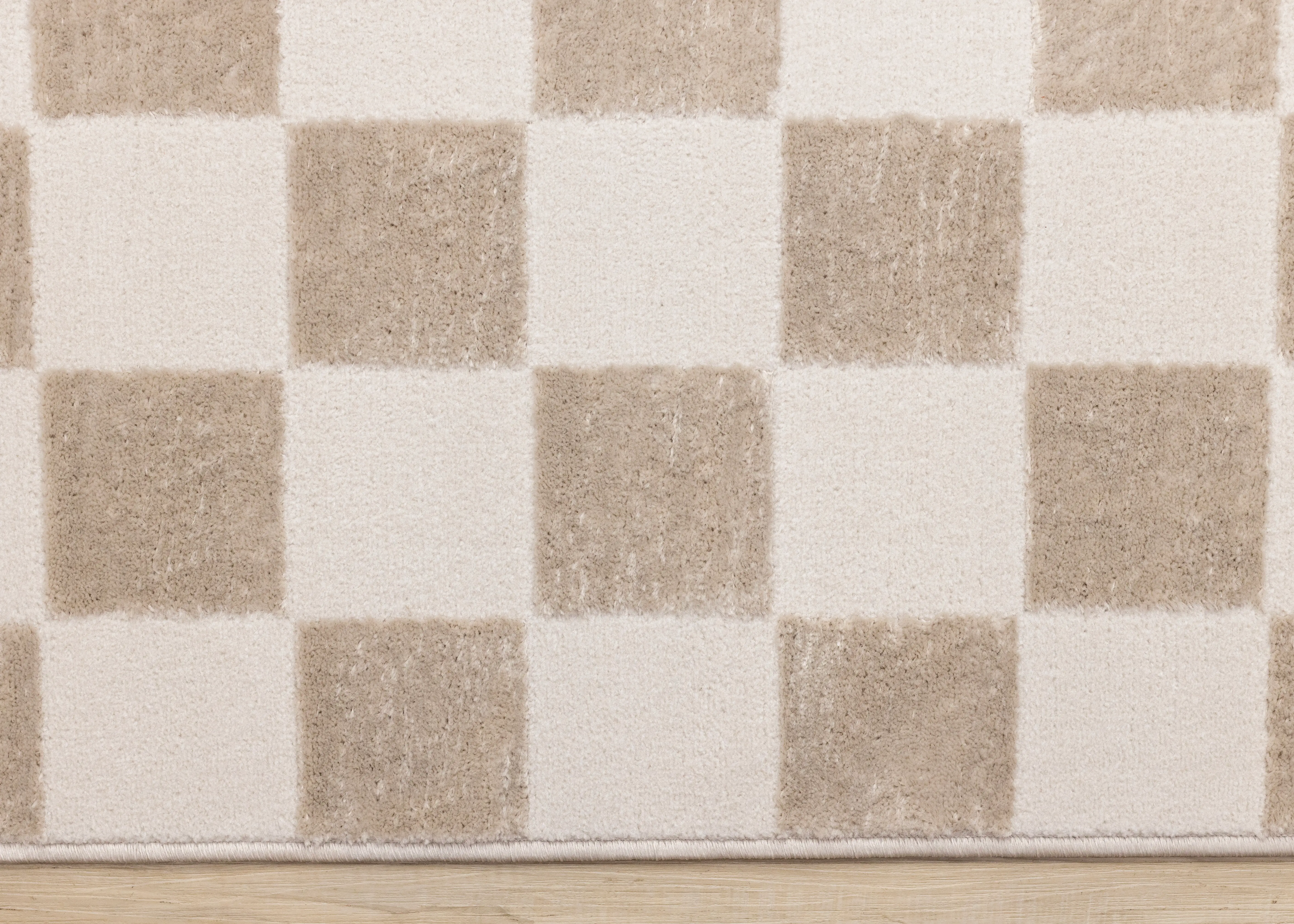 Leo Beige and Cream Checkered 7 x 10 Area Rug-5