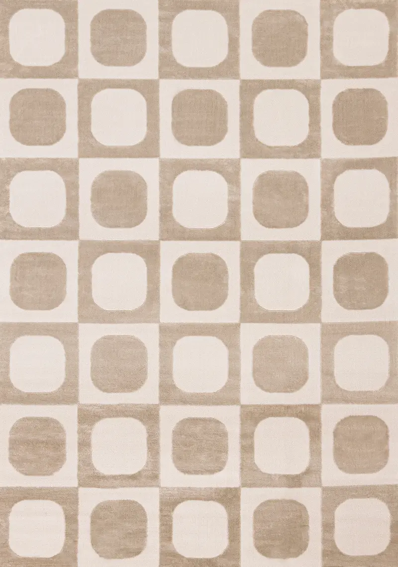 Leo Beige and Cream 5 x 8 Mid Century Modern Area Rug