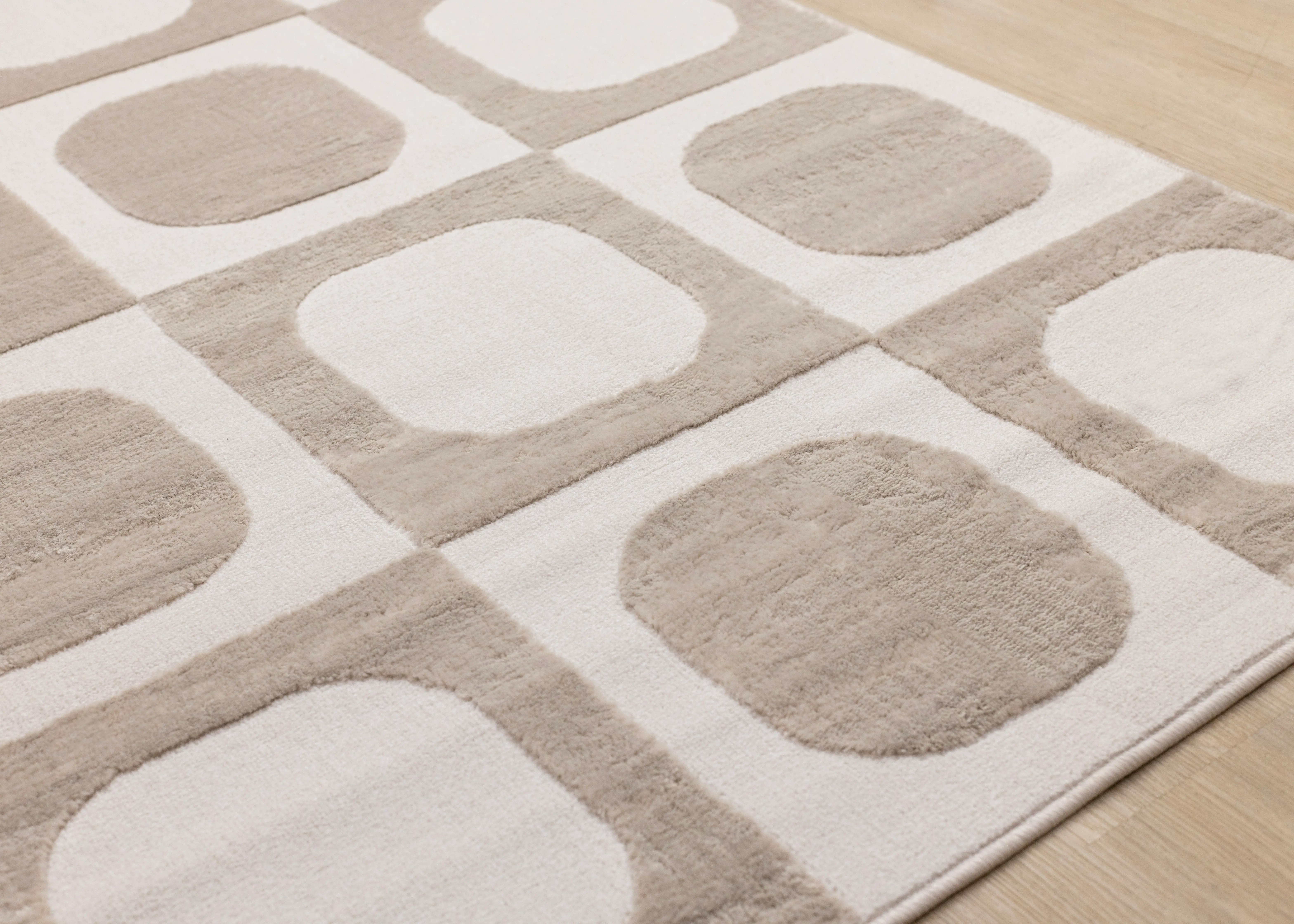 Leo Beige and Cream 8 x 11 Mid Century Modern Area Rug-4