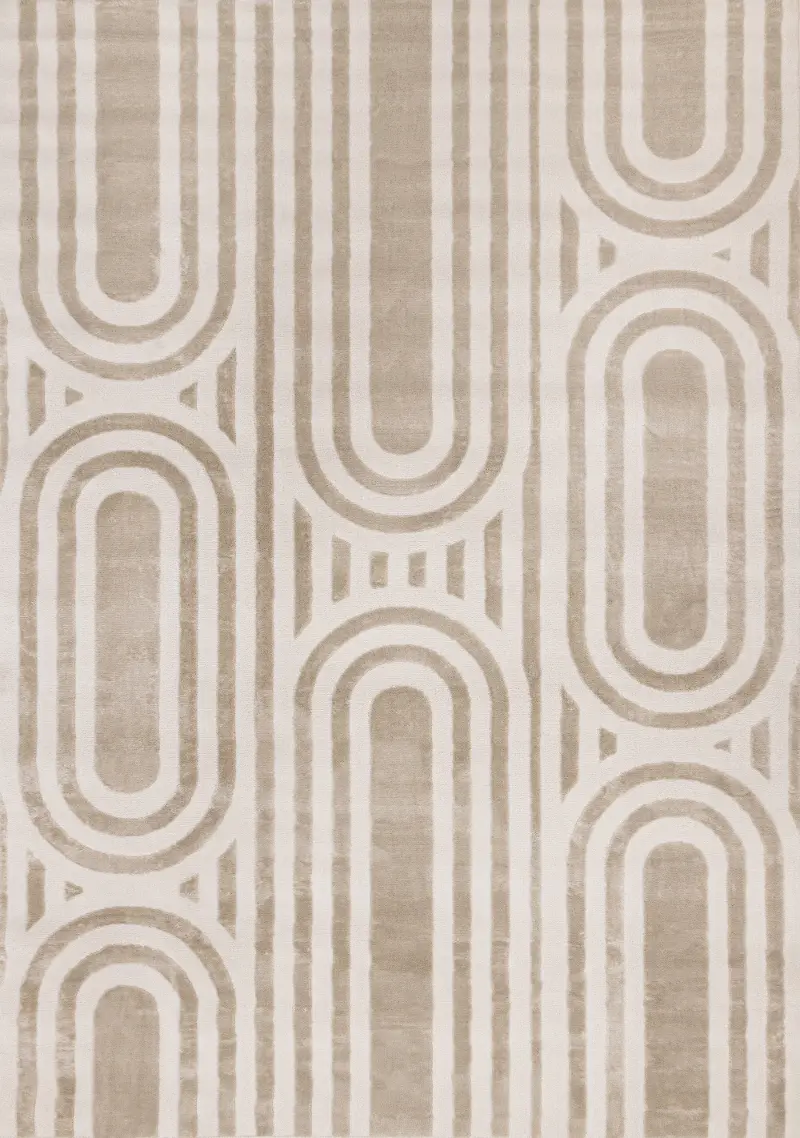 Leo Beige and Cream Arches 5 x 8 Area Rug