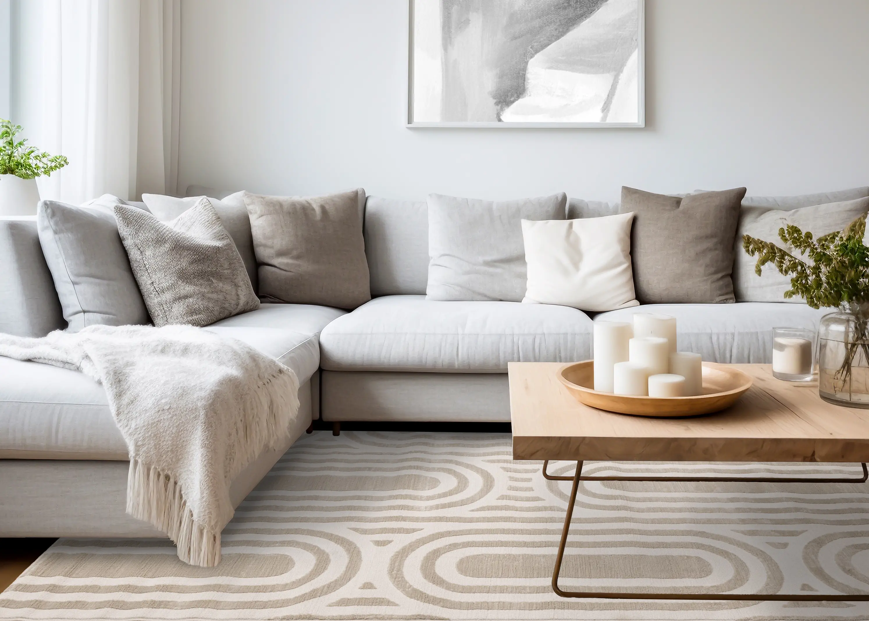 Leo Beige and Cream Arches 8 x 11 Area Rug-3