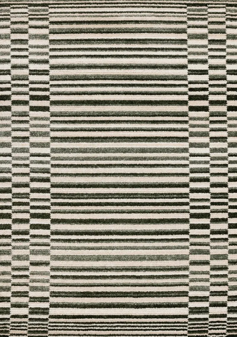 Nala Green and Cream Striped 5 x 8 Area Rug