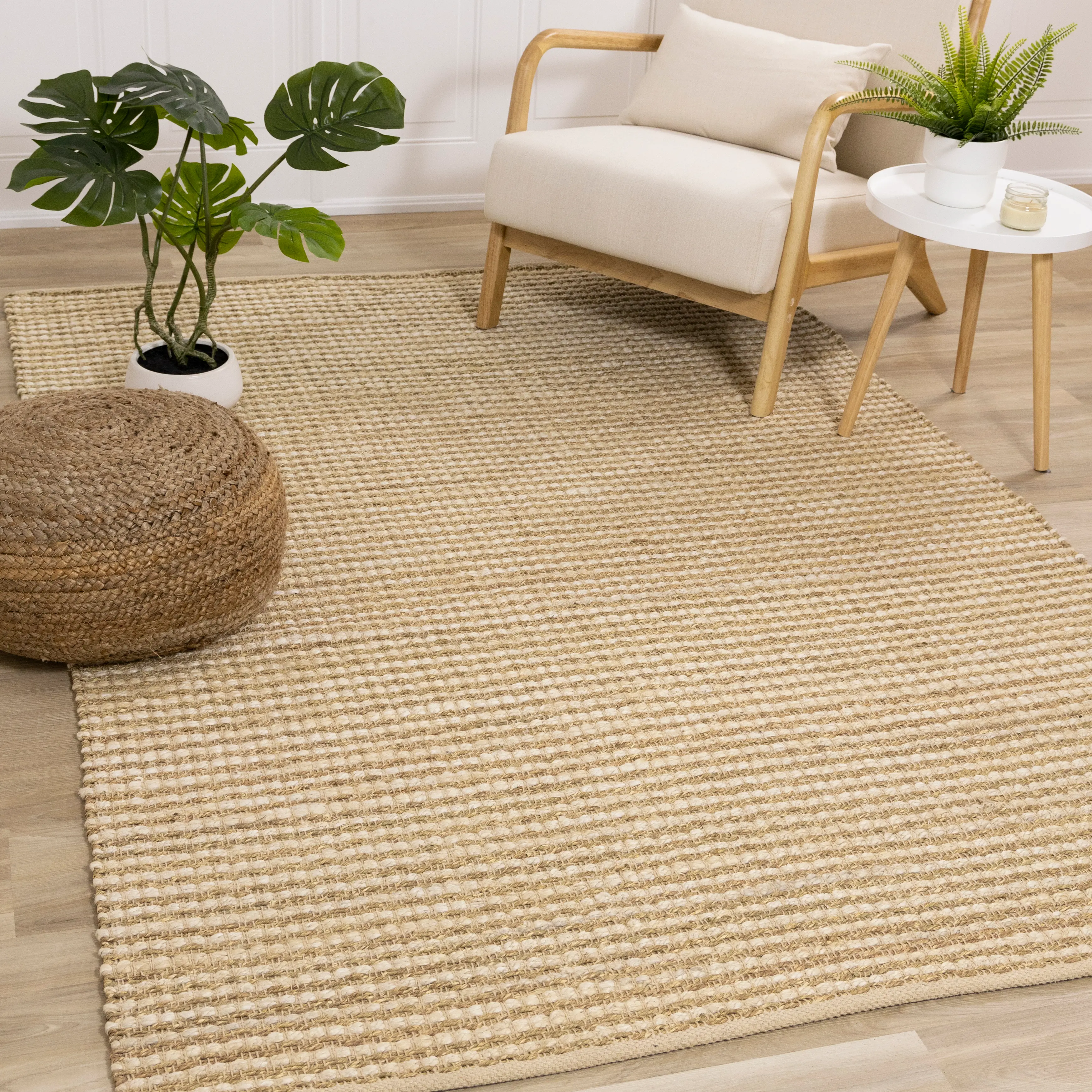 Naturals Beige Intricate Weave 5 x 8 Jute Rug-2