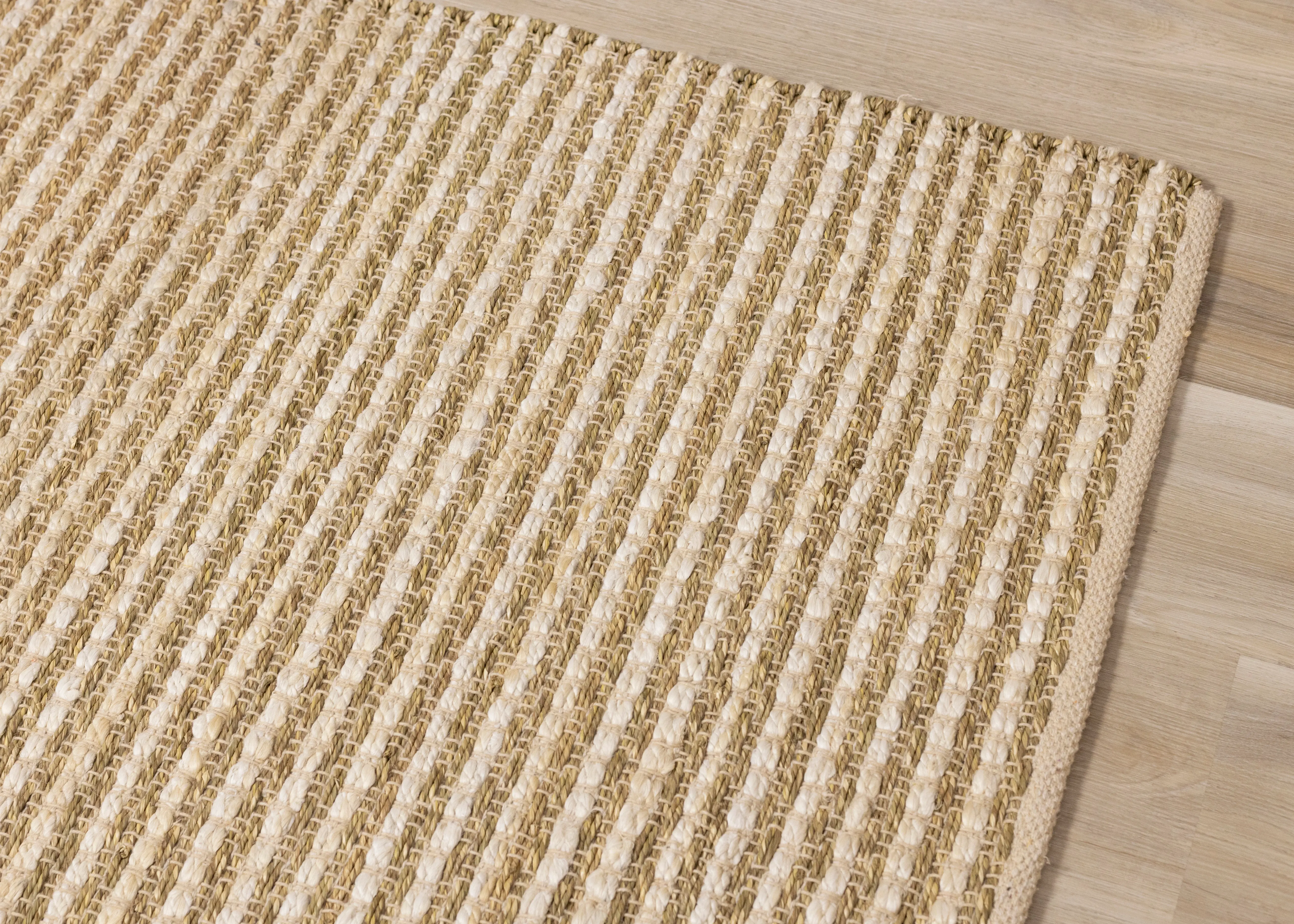 Naturals Beige Intricate Weave 8 x 11 Jute Rug-4