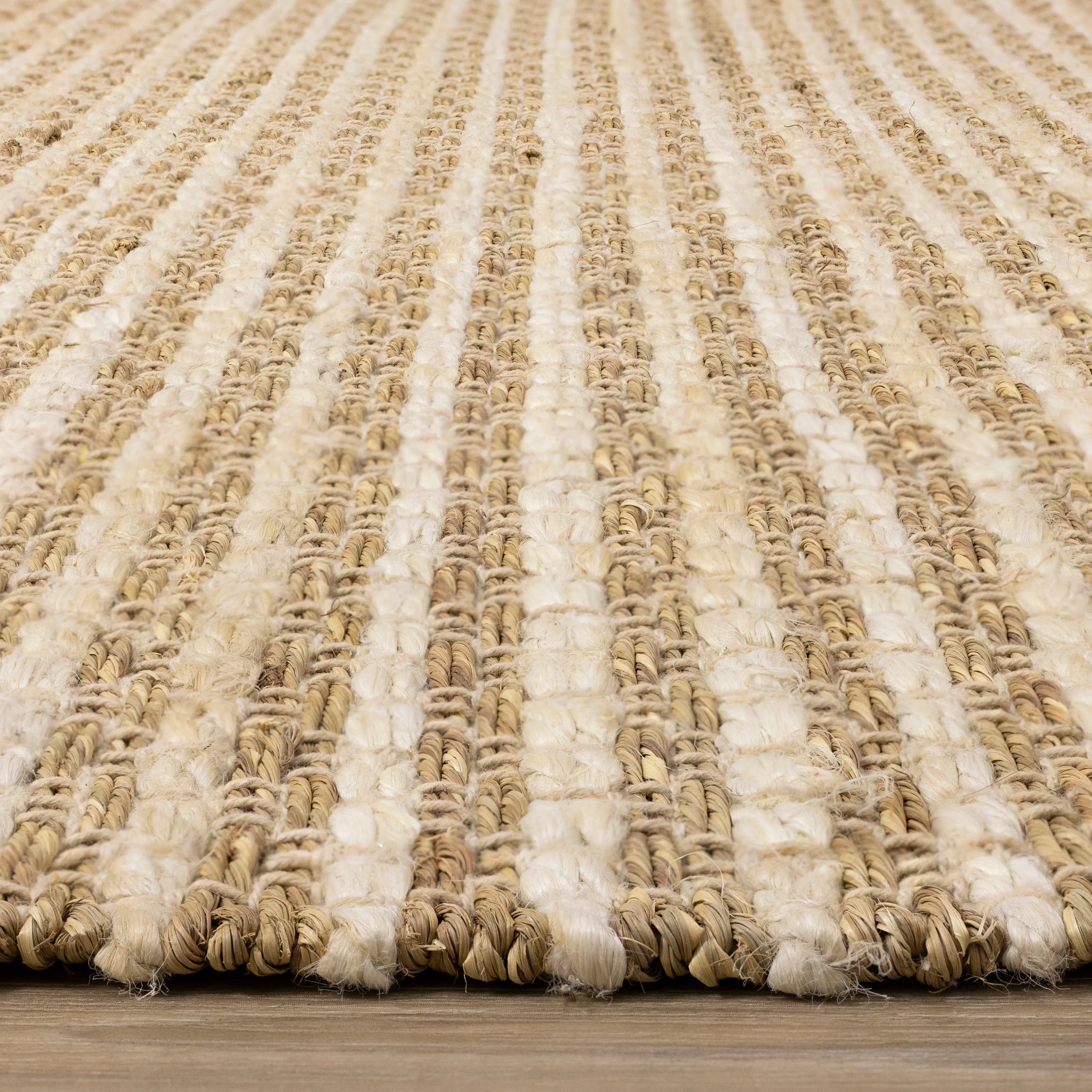 Naturals Beige Intricate Weave 8 x 11 Jute Rug-6