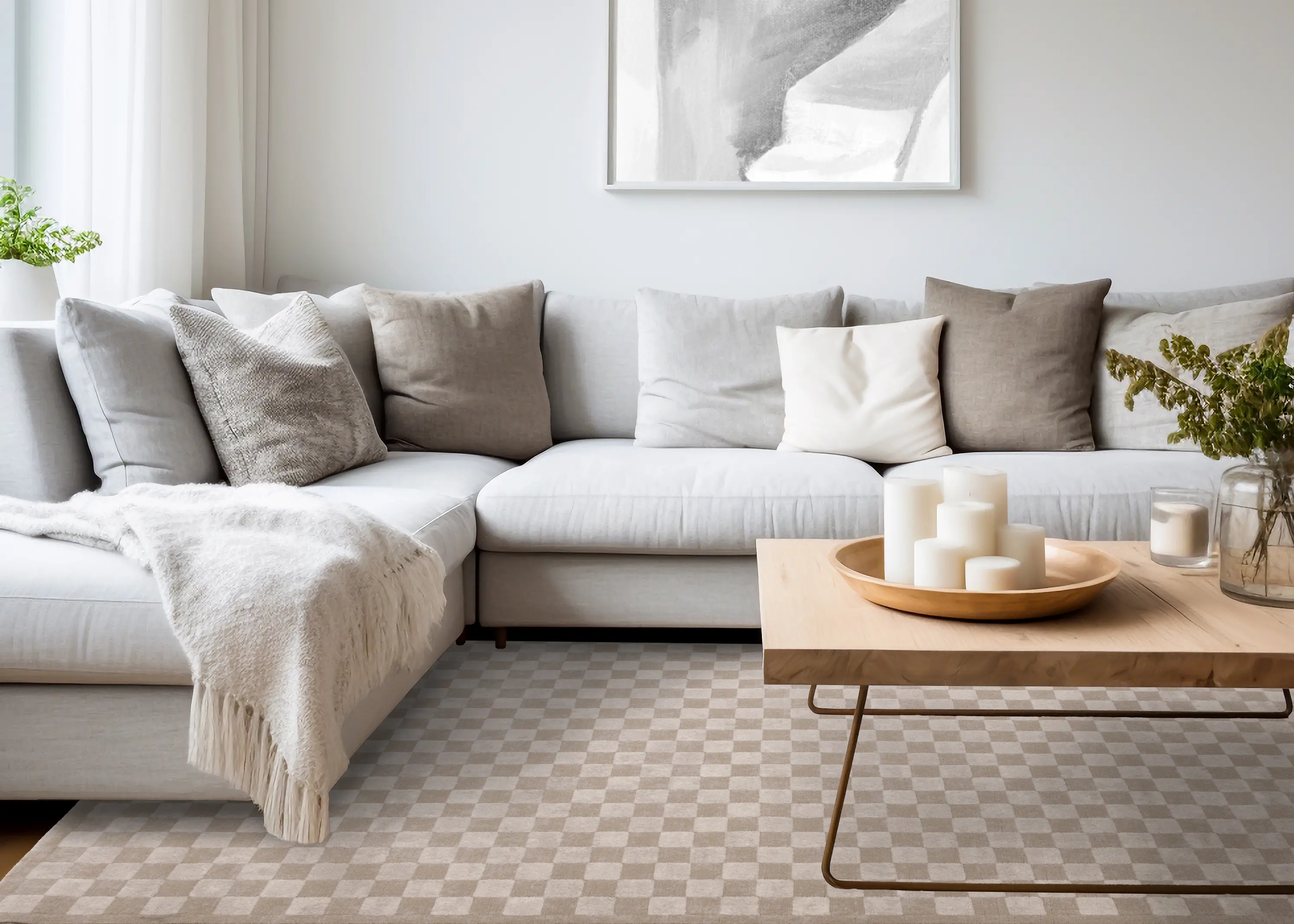 Himalaya Taupe Checkered 5 x 8 Area Rug-2
