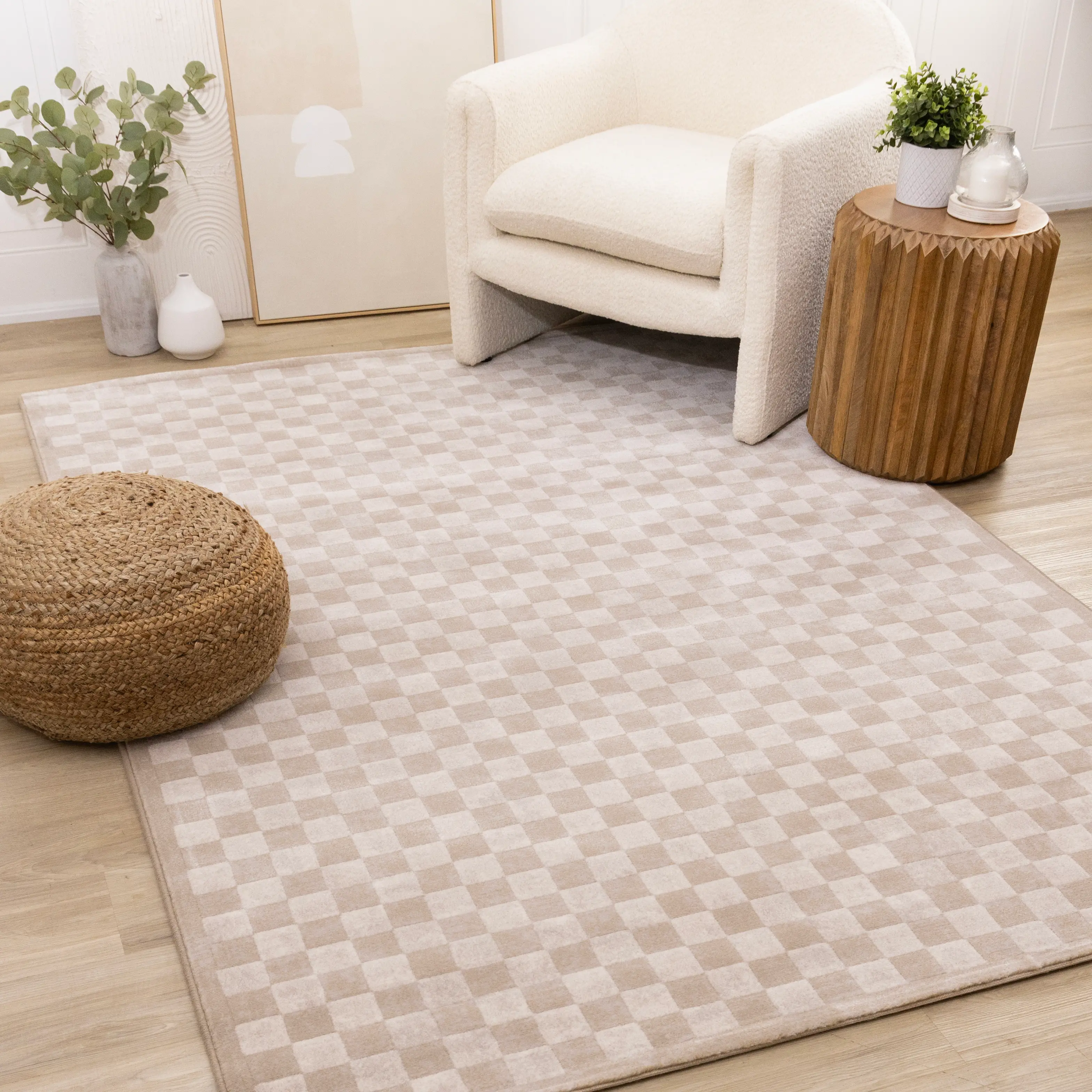 Himalaya Taupe Checkered 5 x 8 Area Rug-3