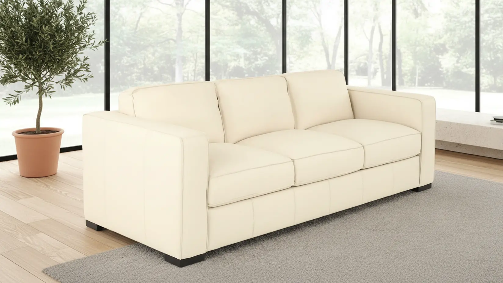 C274-064/AOD2 Copenhagen Off-White Leather Sofa-10