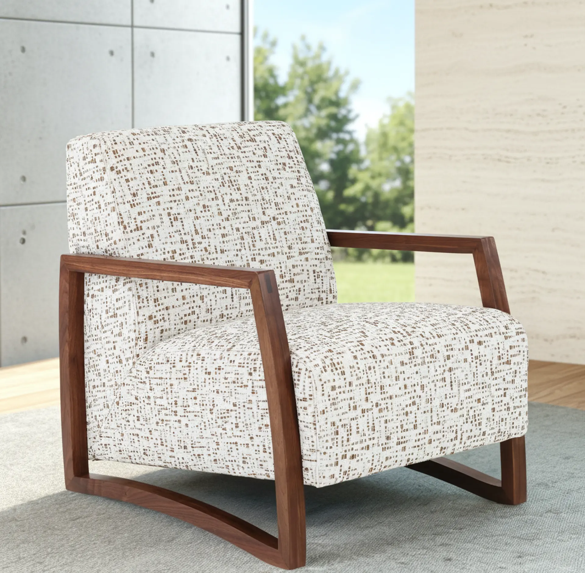 Wilshire Bark Upholstered and Wood Accent Chair-2