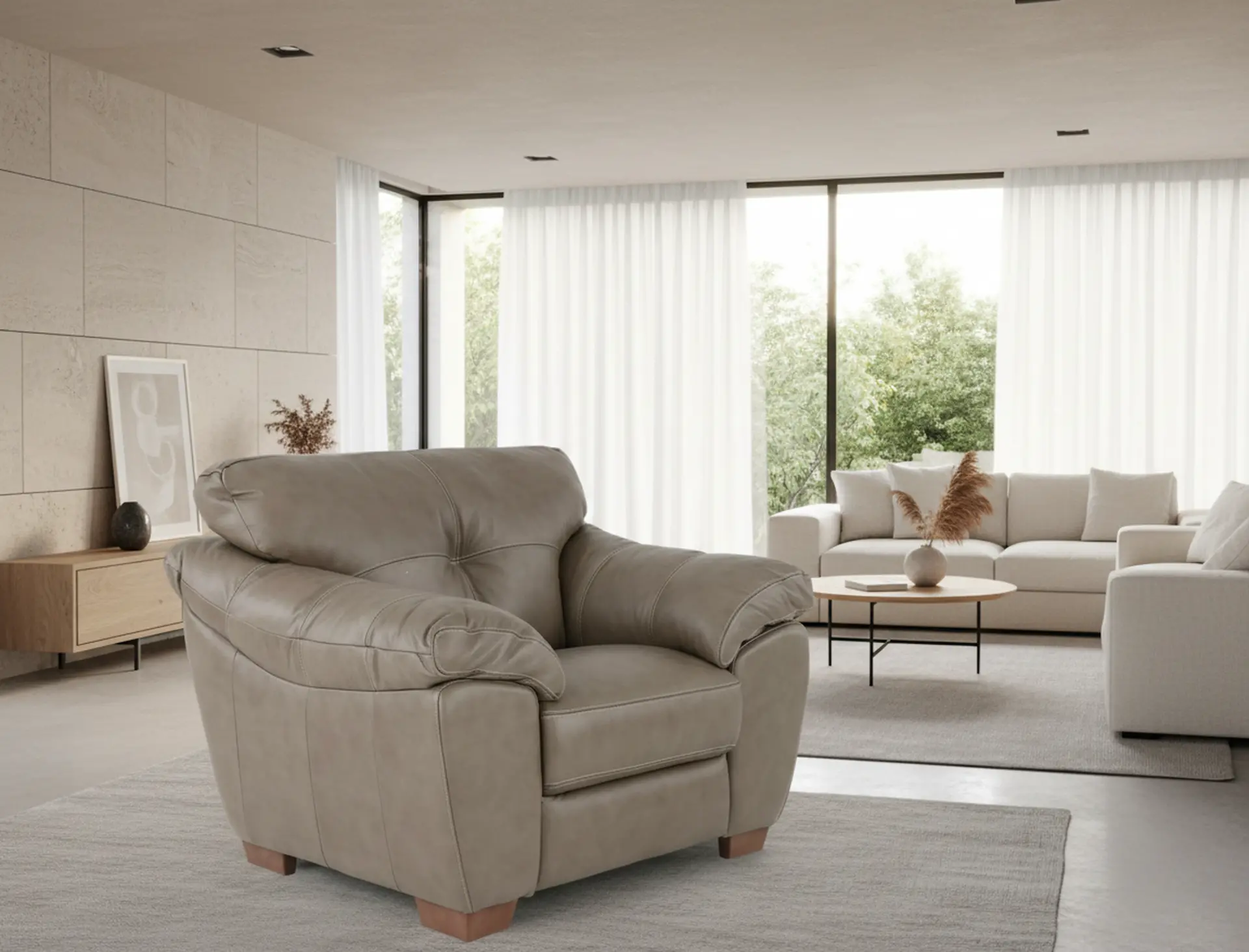 Clay Taupe Leather Chair-10