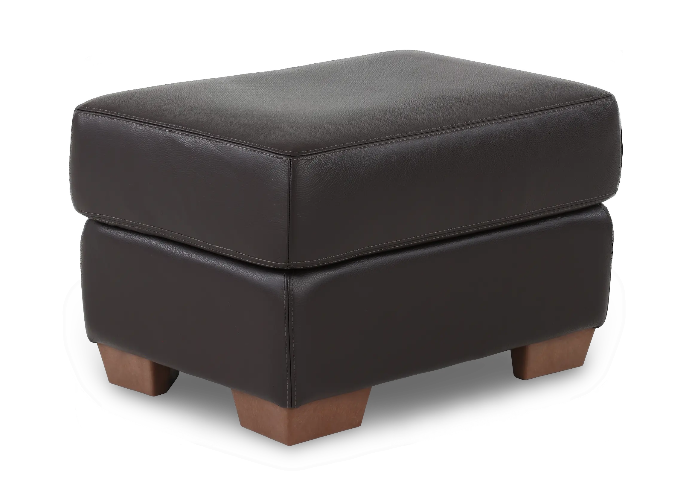 Clay Dark Brown Leather Ottoman-1