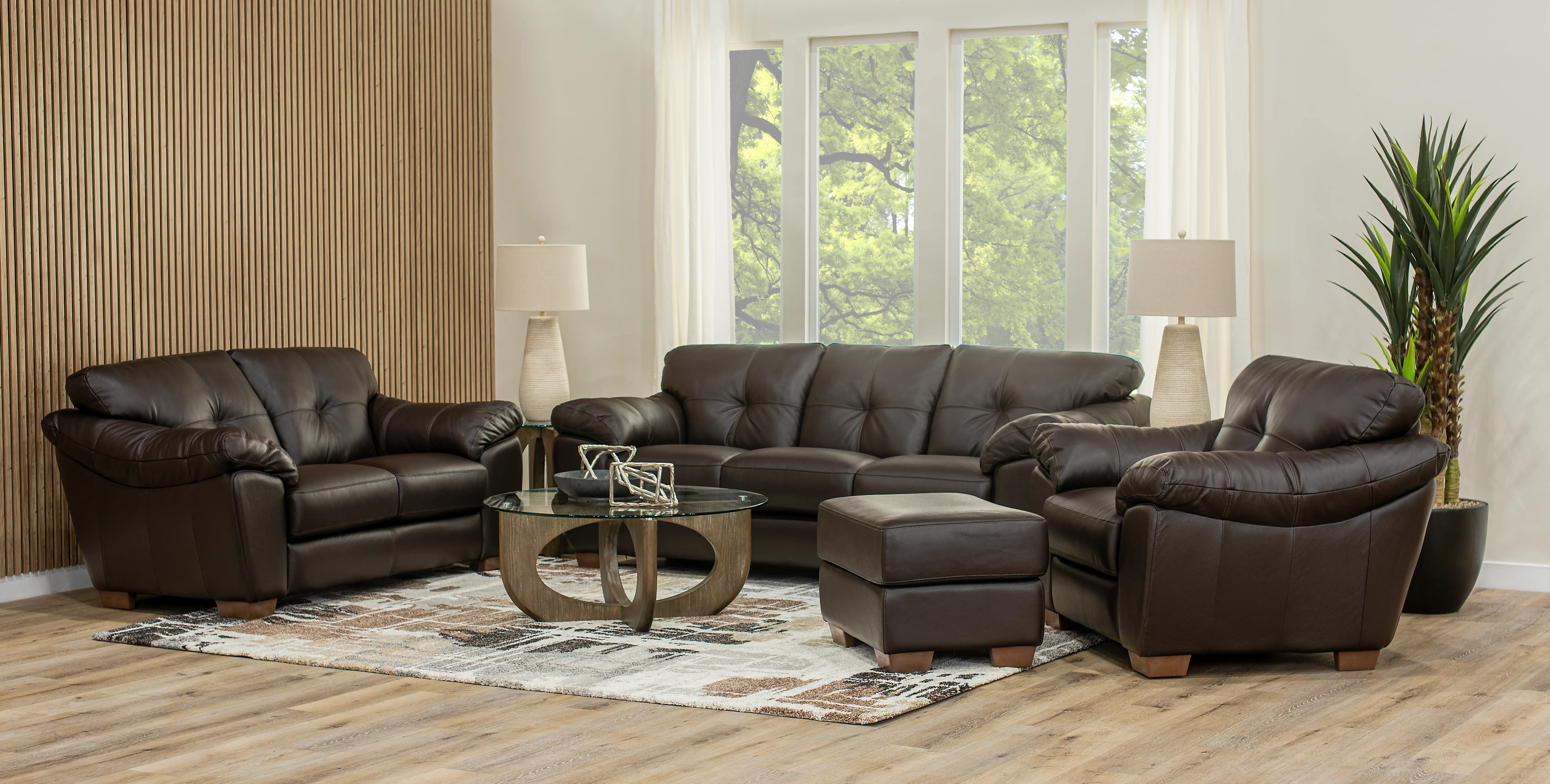 Clay Dark Brown Leather Ottoman-2
