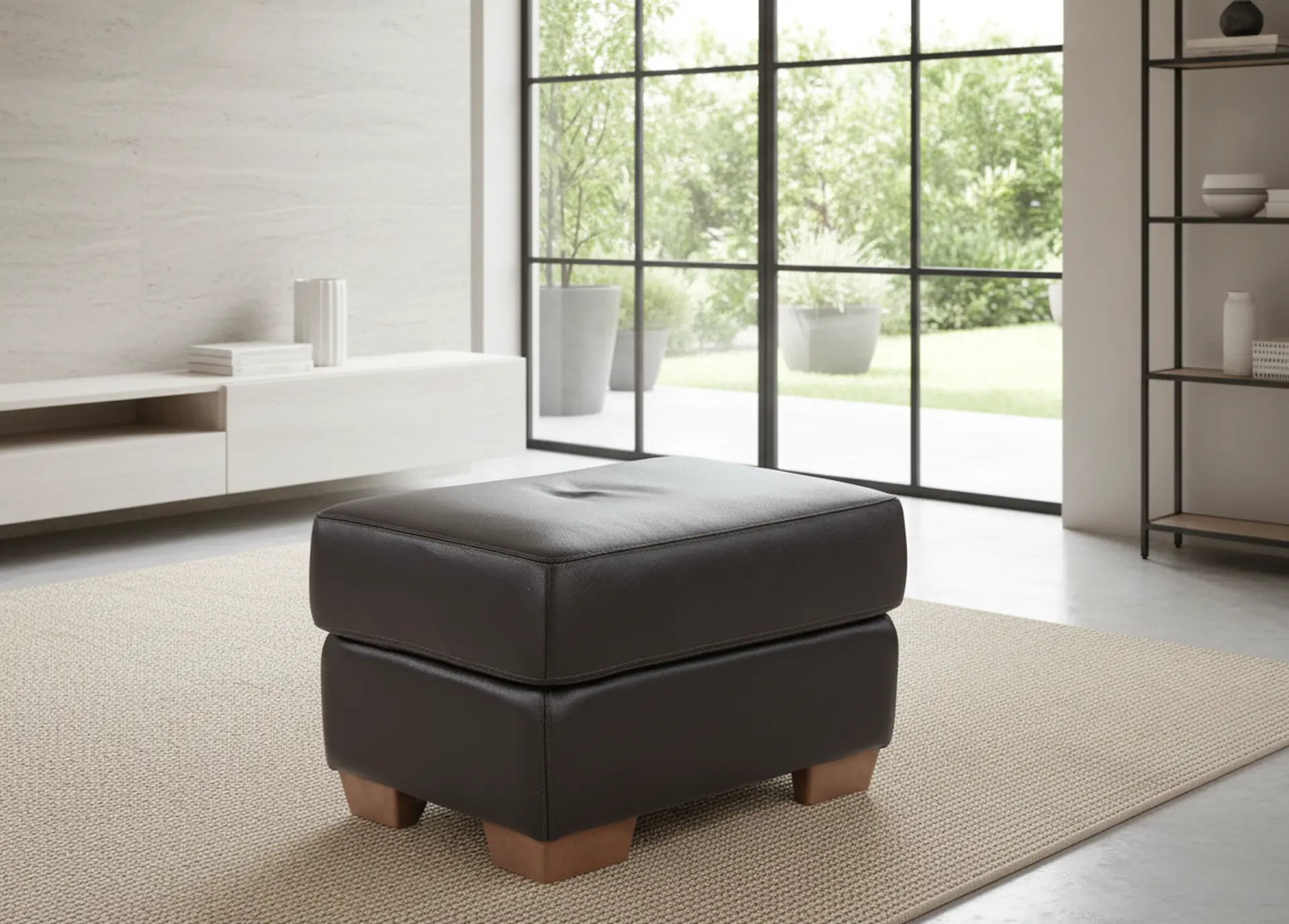 Clay Dark Brown Leather Ottoman-9