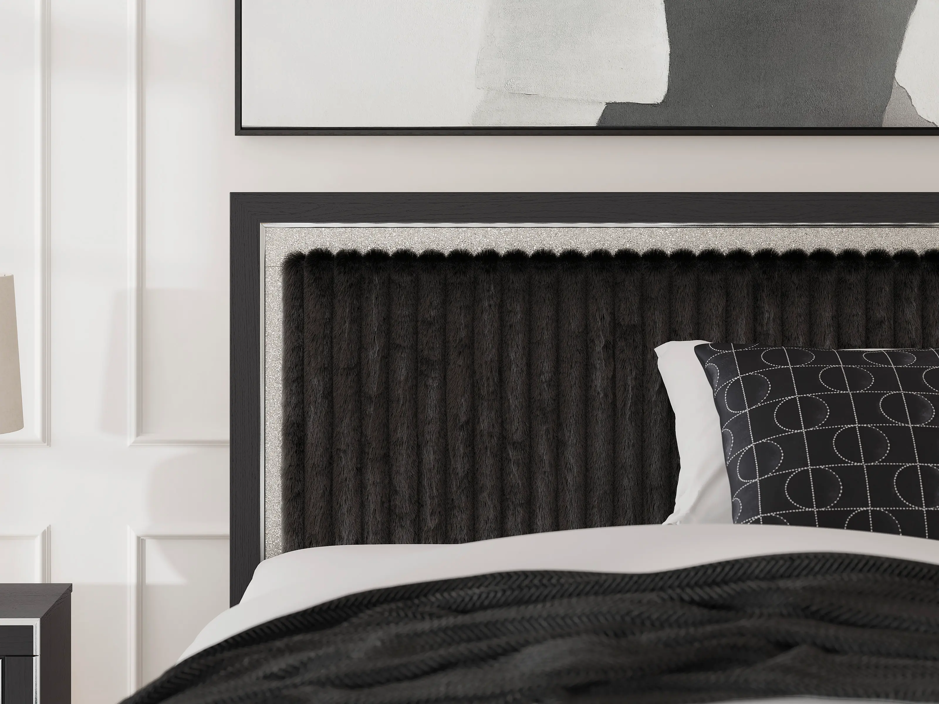 Zinus Black Sparkle Queen Headboard-1