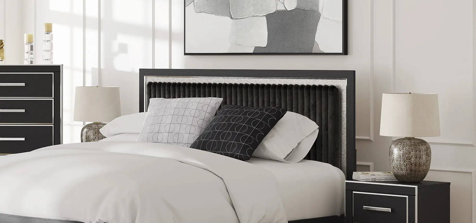 Zinus Black Sparkle Queen Headboard-2