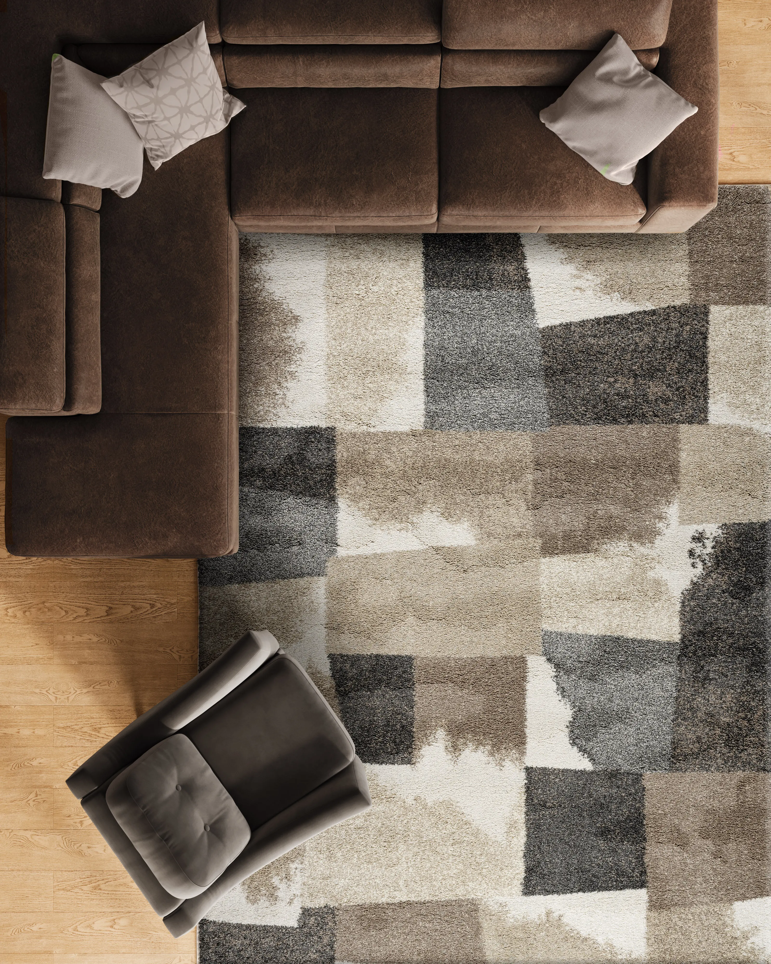 Granada 8 x 10 Neutral Patchwork Area Rug-2