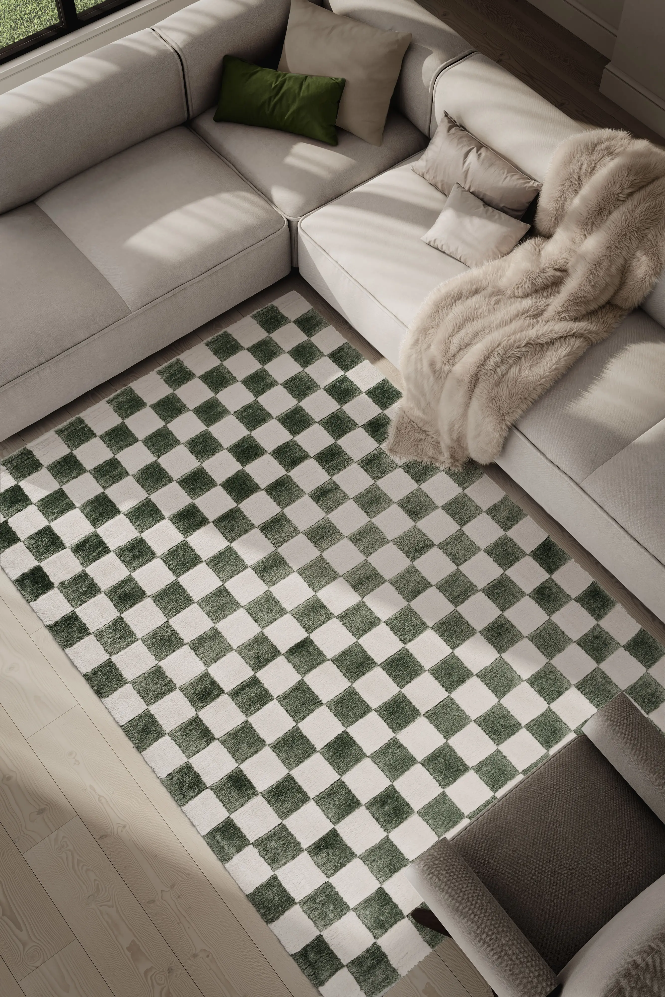 Nube 8 x 10 Checkerboard Green Area Rug-2