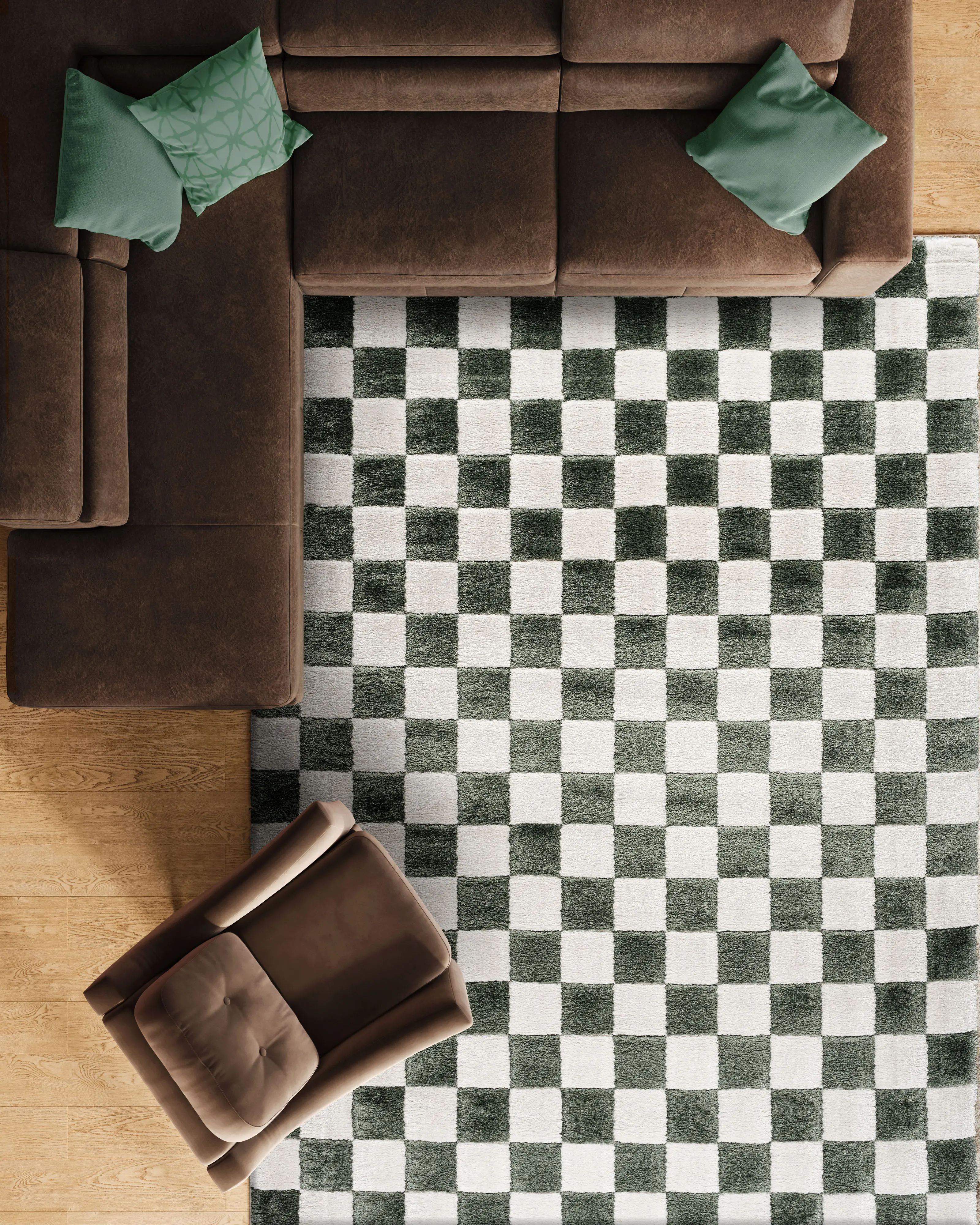 Nube 8 x 10 Checkerboard Green Area Rug-4