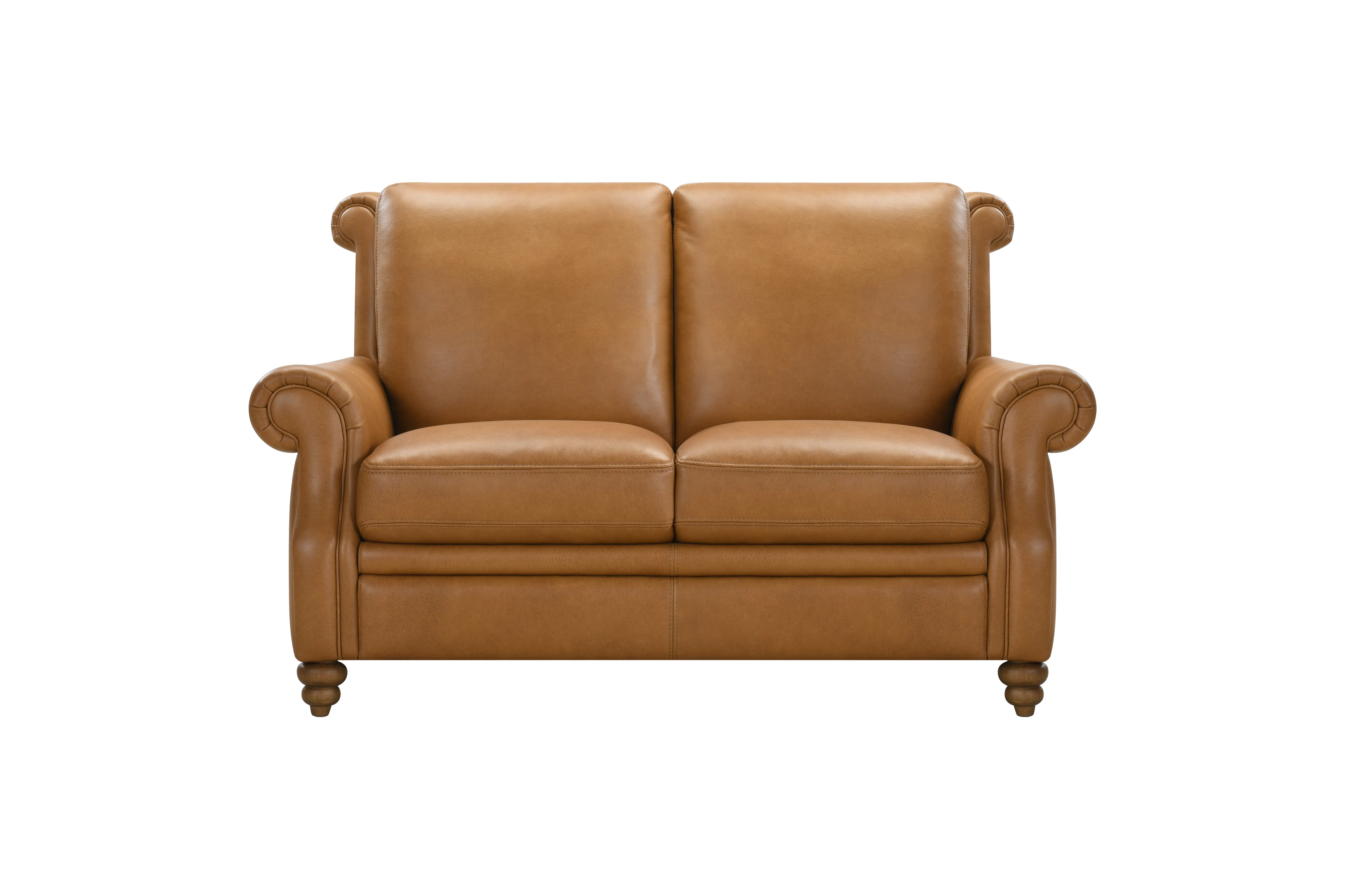 Pentos Saddle Brown Leather Loveseat-1