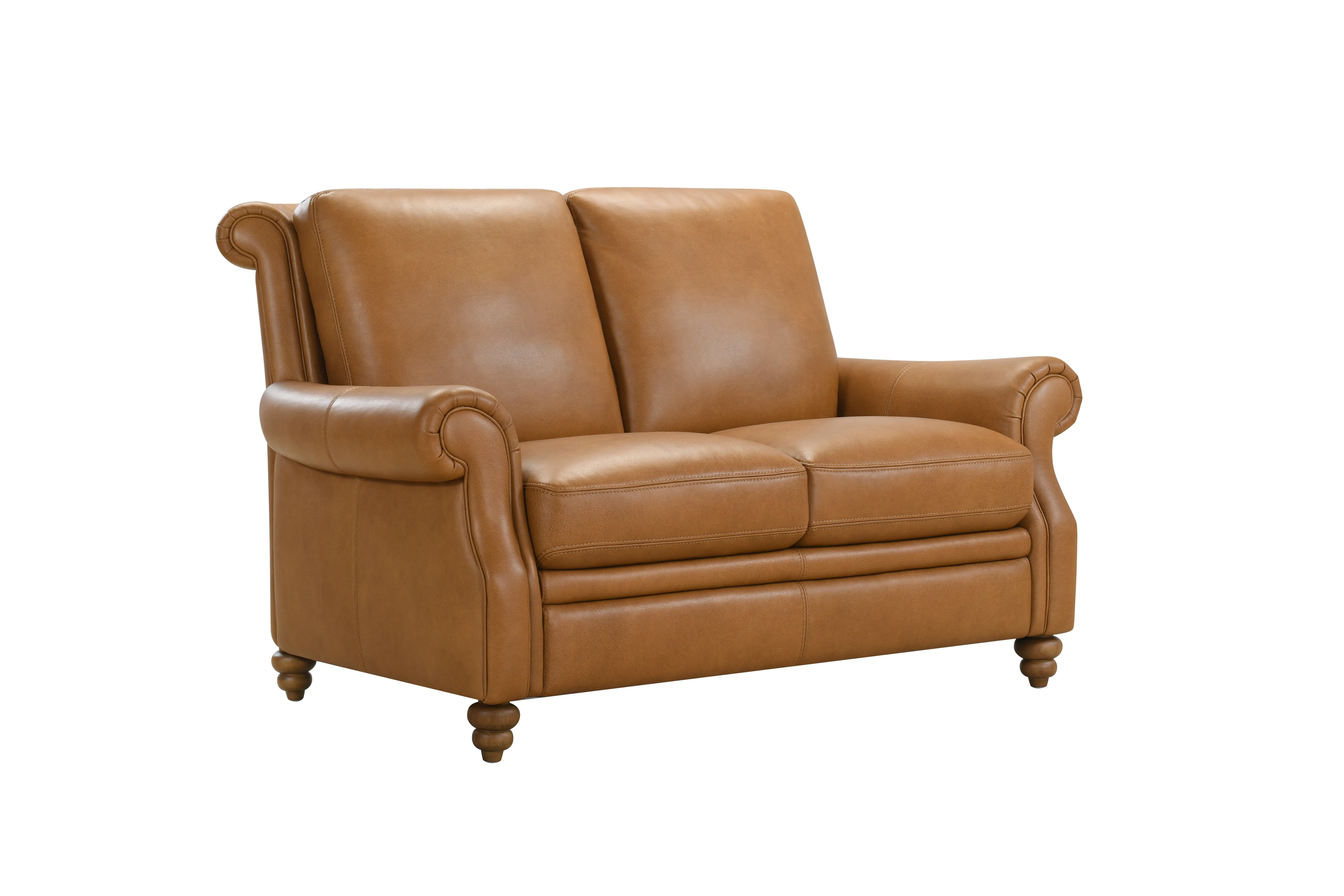 Pentos Saddle Brown Leather Loveseat-3