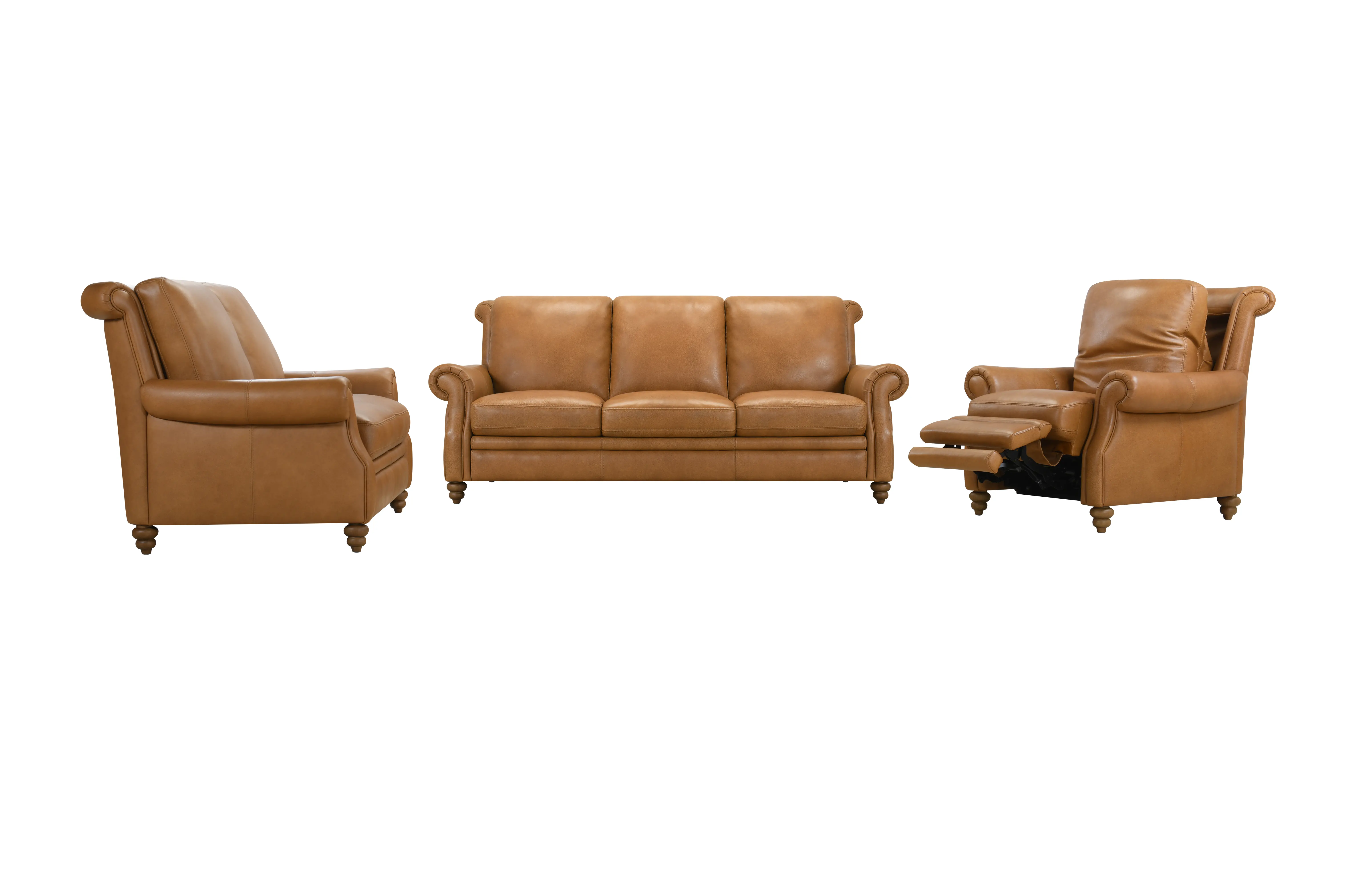 Pentos Saddle Brown Leather Loveseat-8