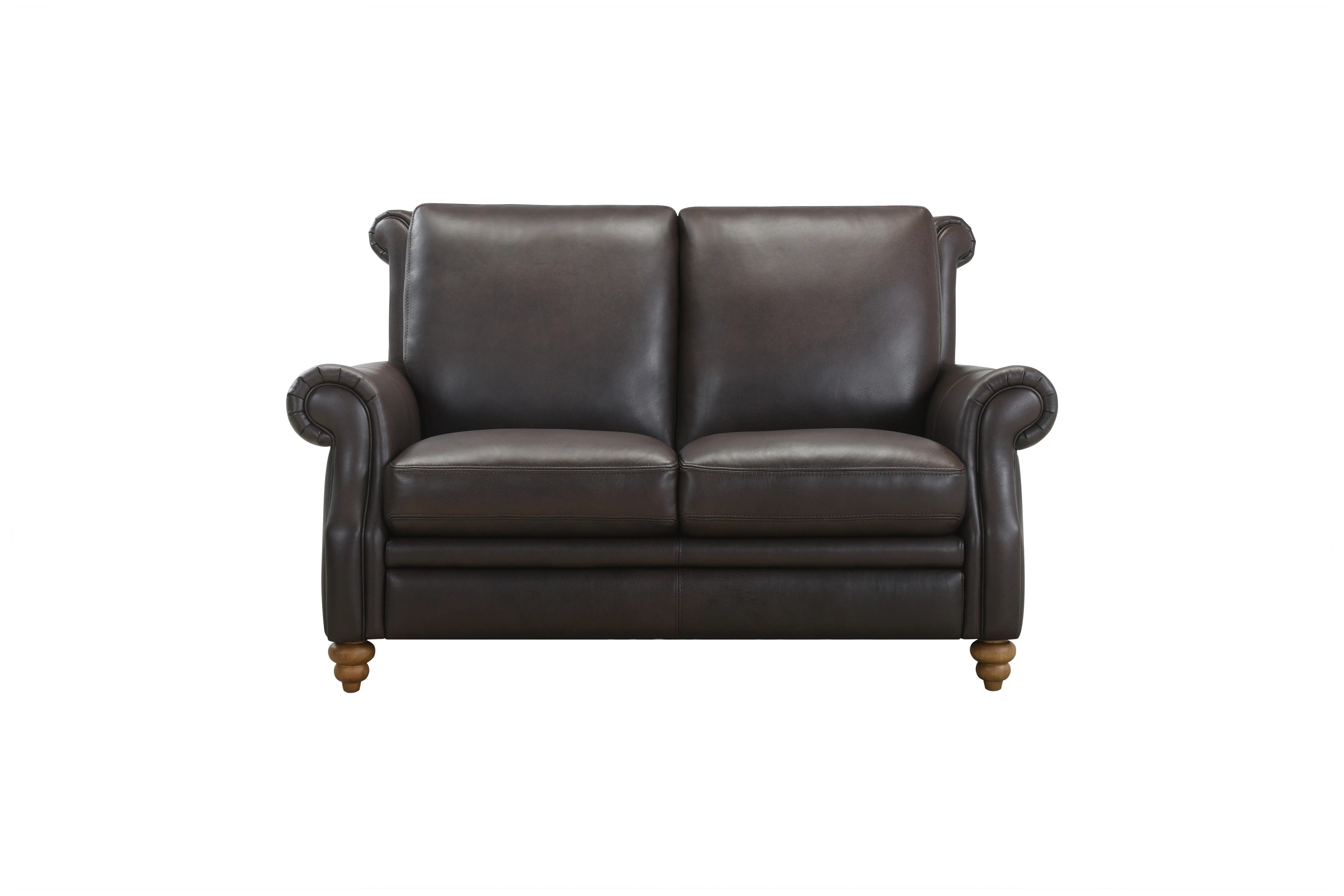 Pentos Dark Brown Leather Loveseat-1