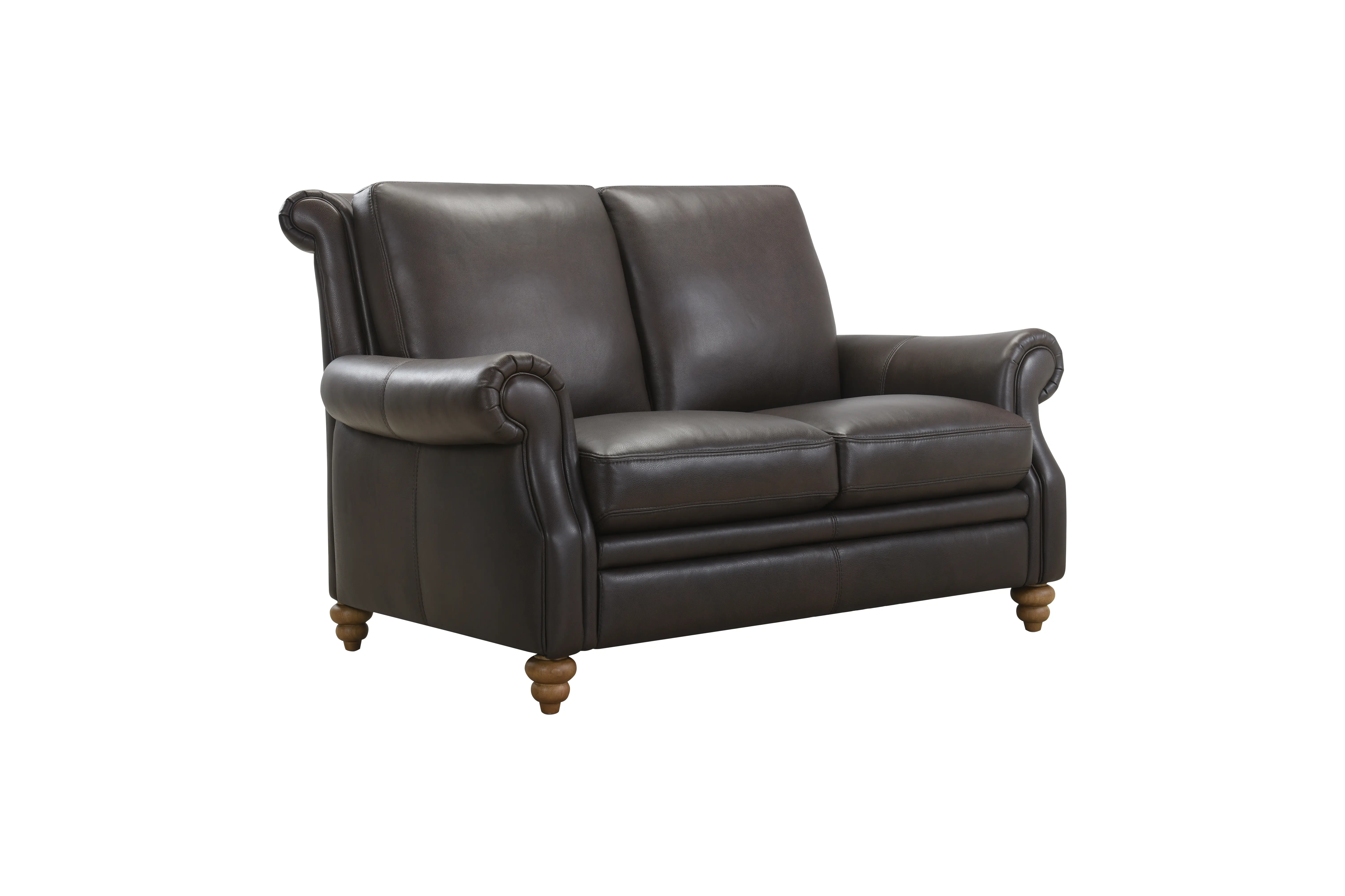 Pentos Dark Brown Leather Loveseat-3