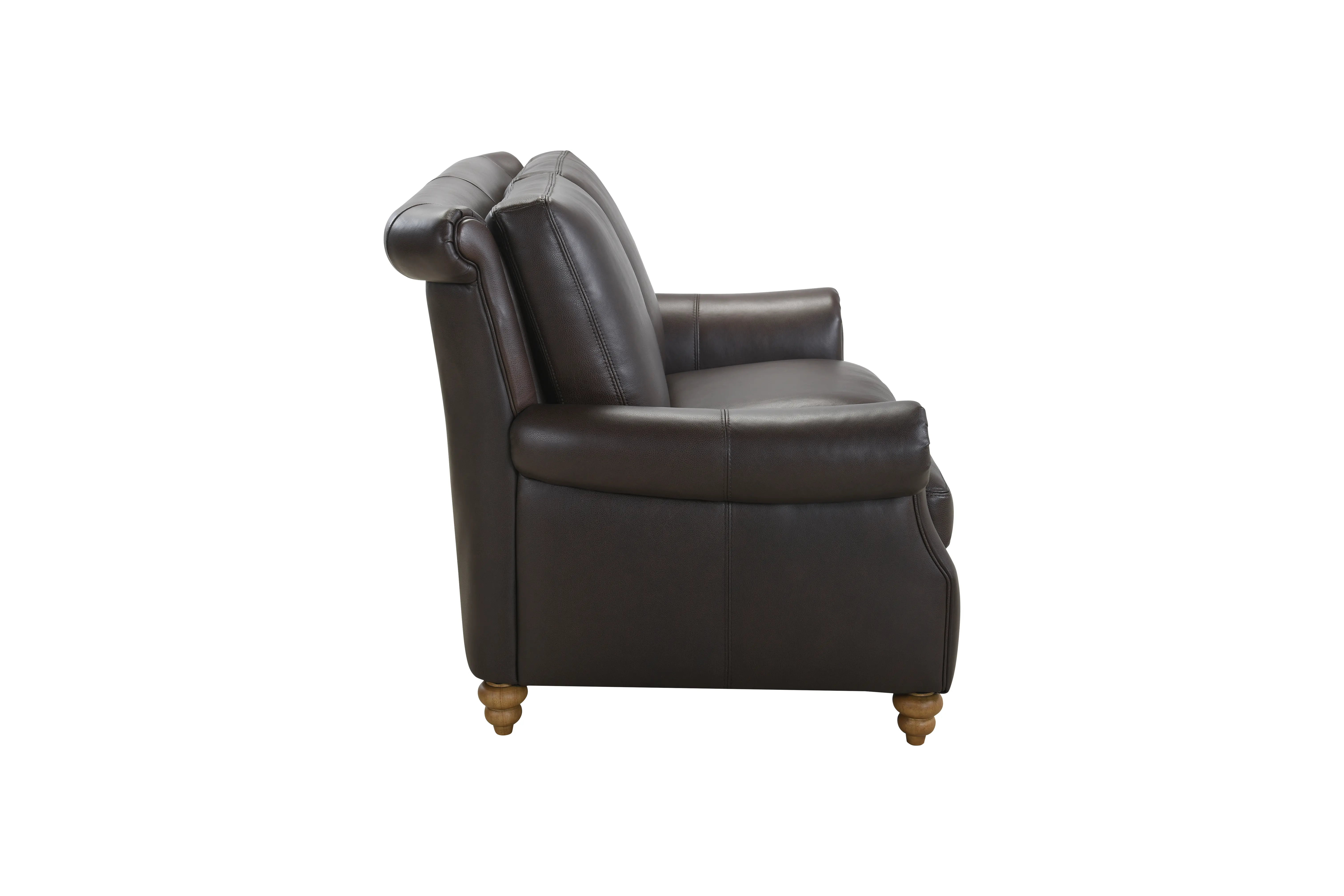 Pentos Dark Brown Leather Loveseat-4