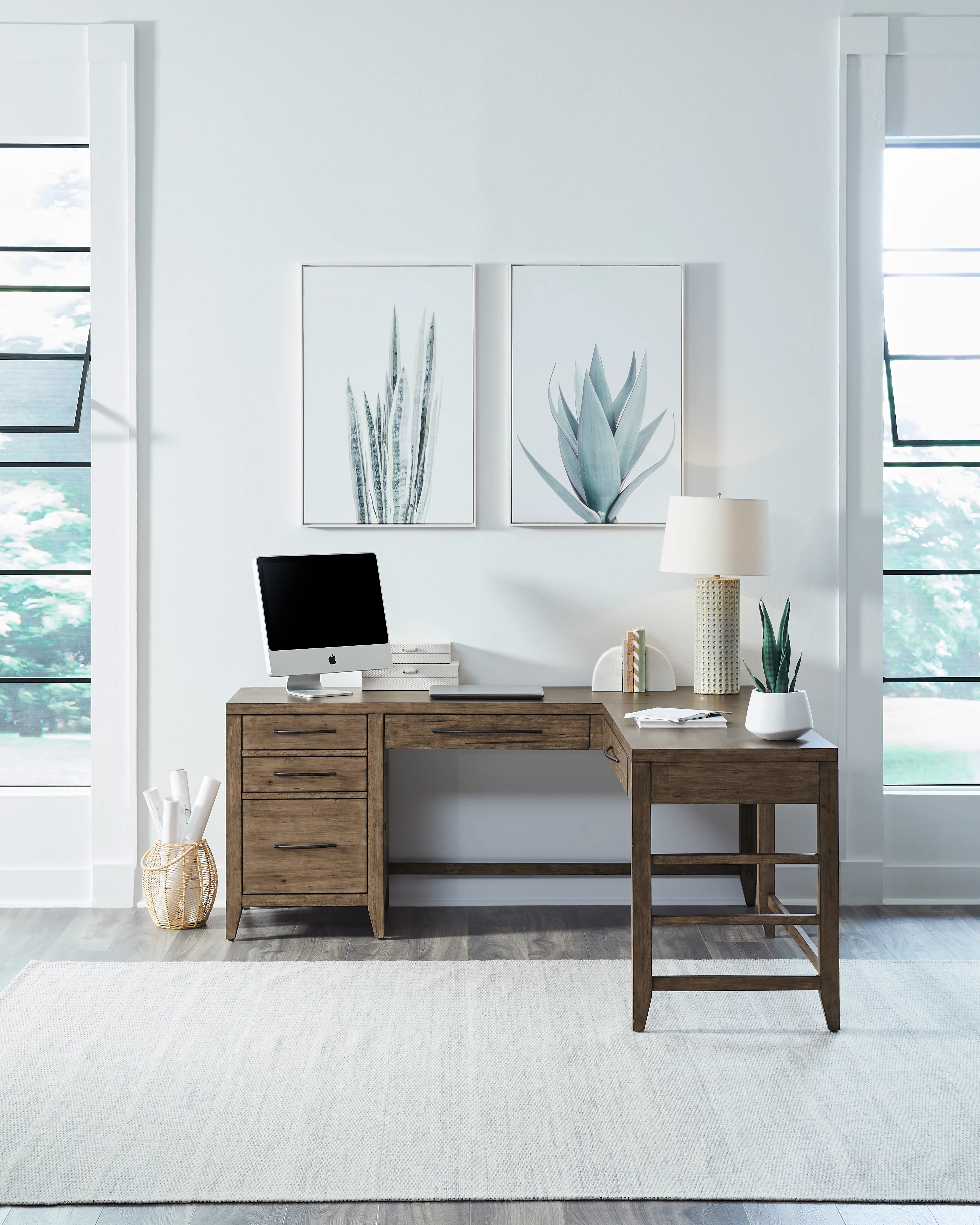 KIT/936-L-DESK Shaker Lakes Brown L-Shaped Desk-1
