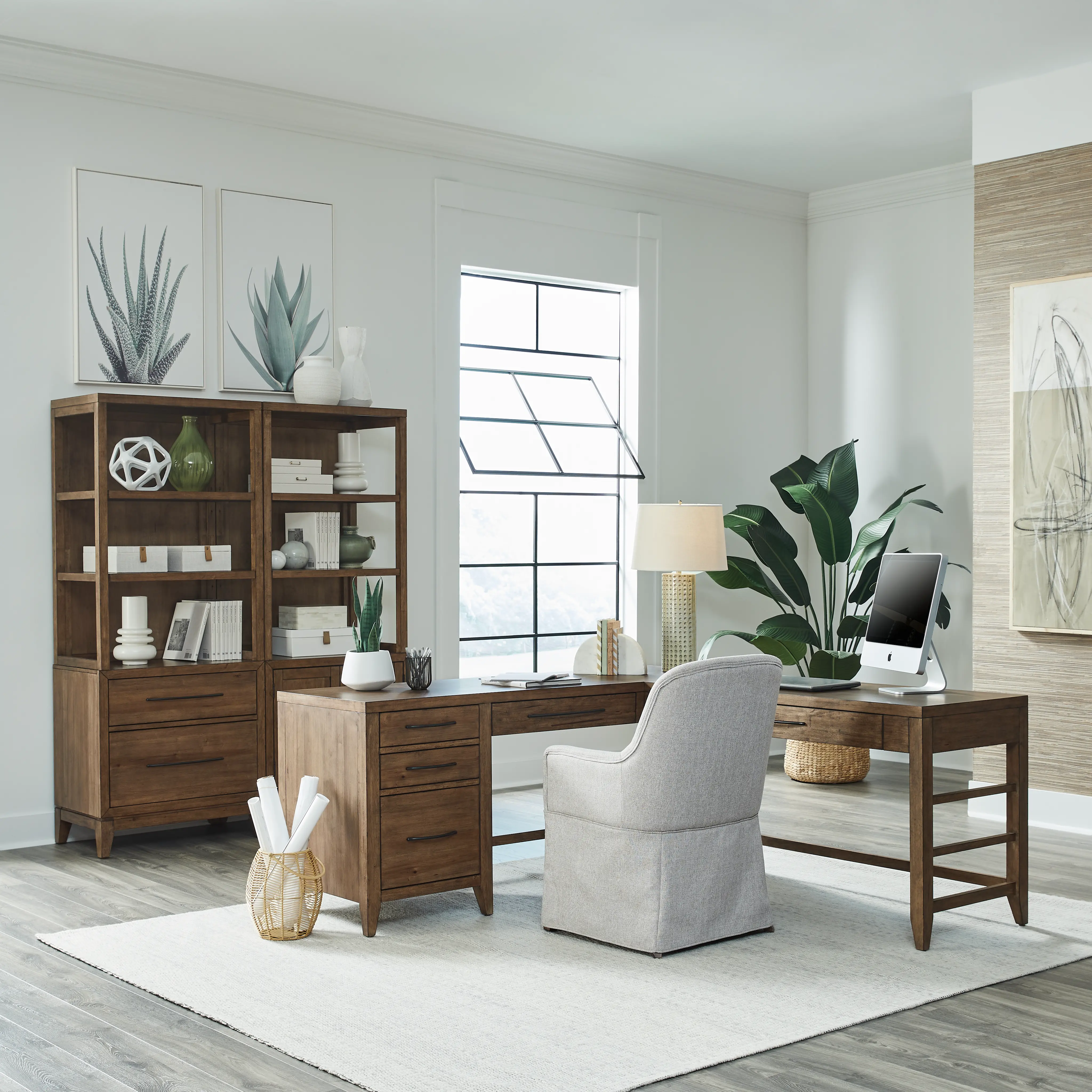 KIT/936-L-DESK Shaker Lakes Brown L-Shaped Desk-2