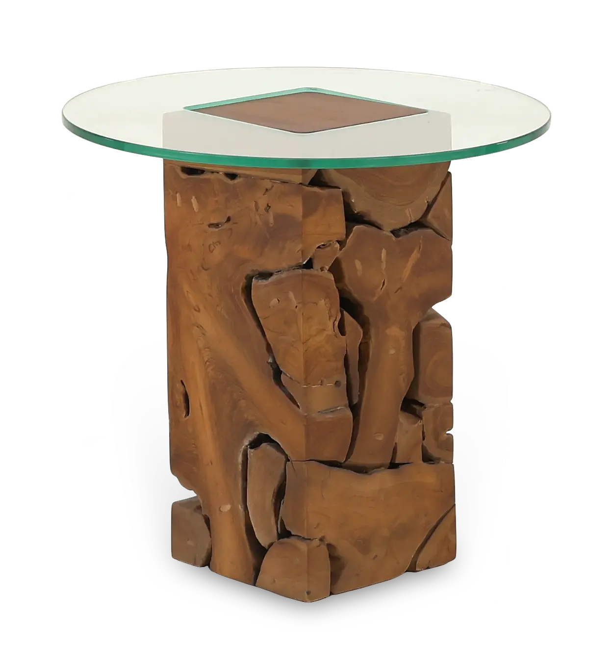 Atlantik Teak Root and Glass End Table-1