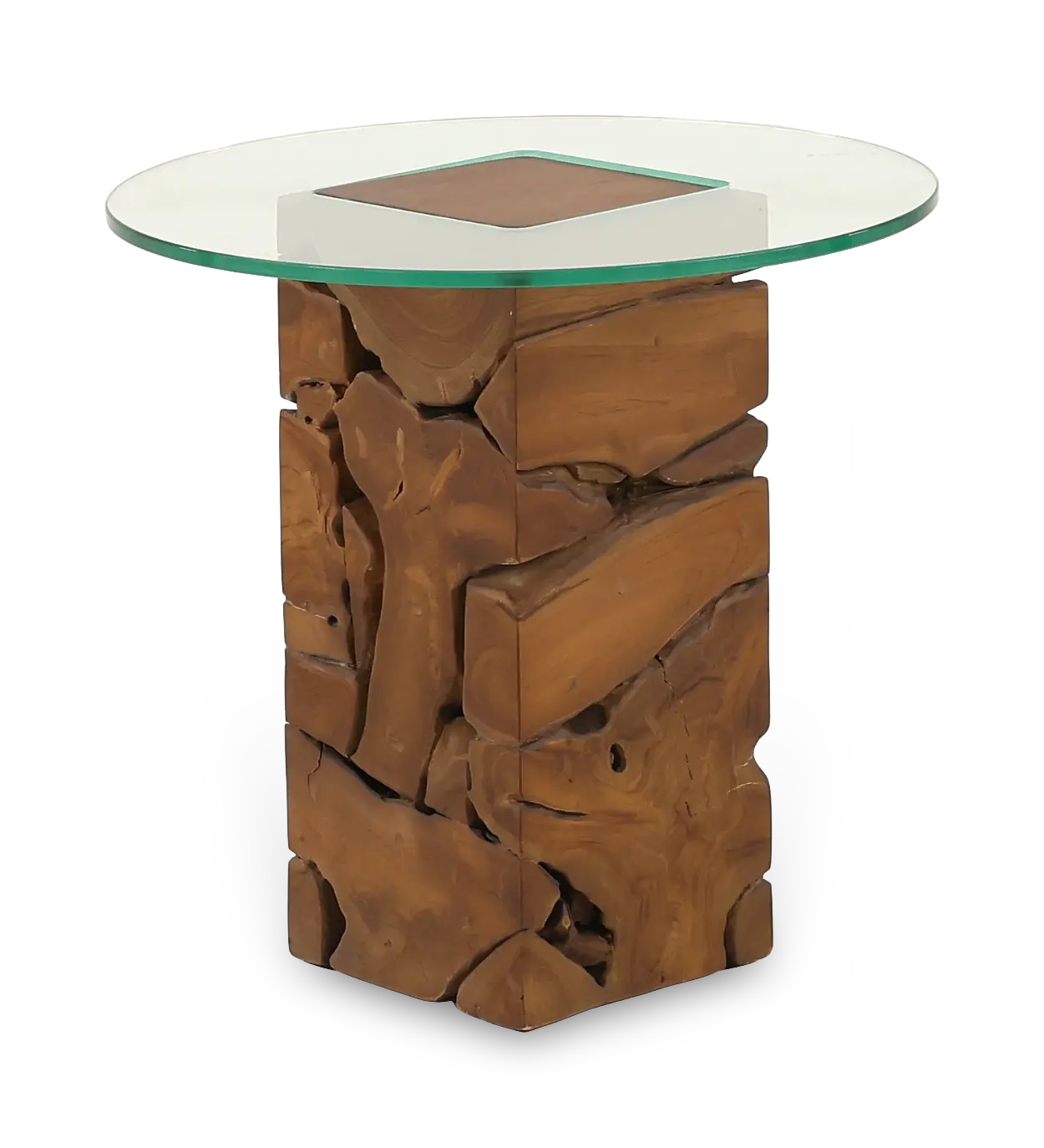 Atlantik Teak Root and Glass End Table-4