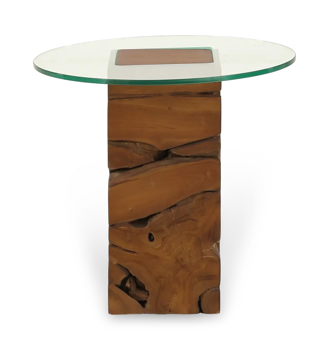 Atlantik Teak Root and Glass End Table-5