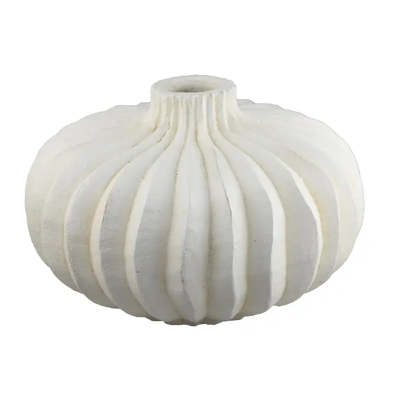 Flat White Round Vase