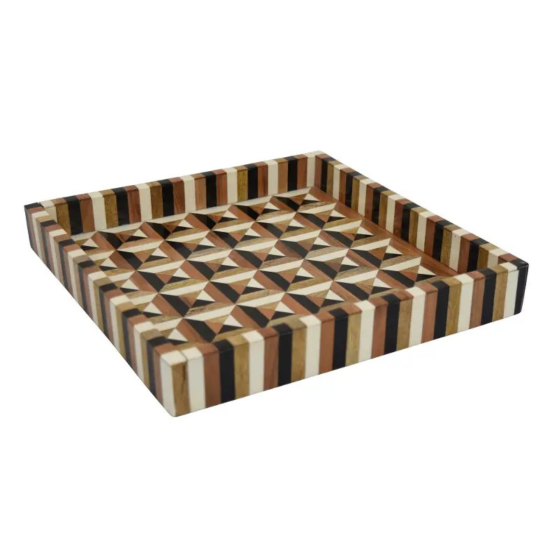 Geometric Decorative Wood Tray