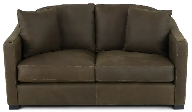 Adele Green Leather Loveseat