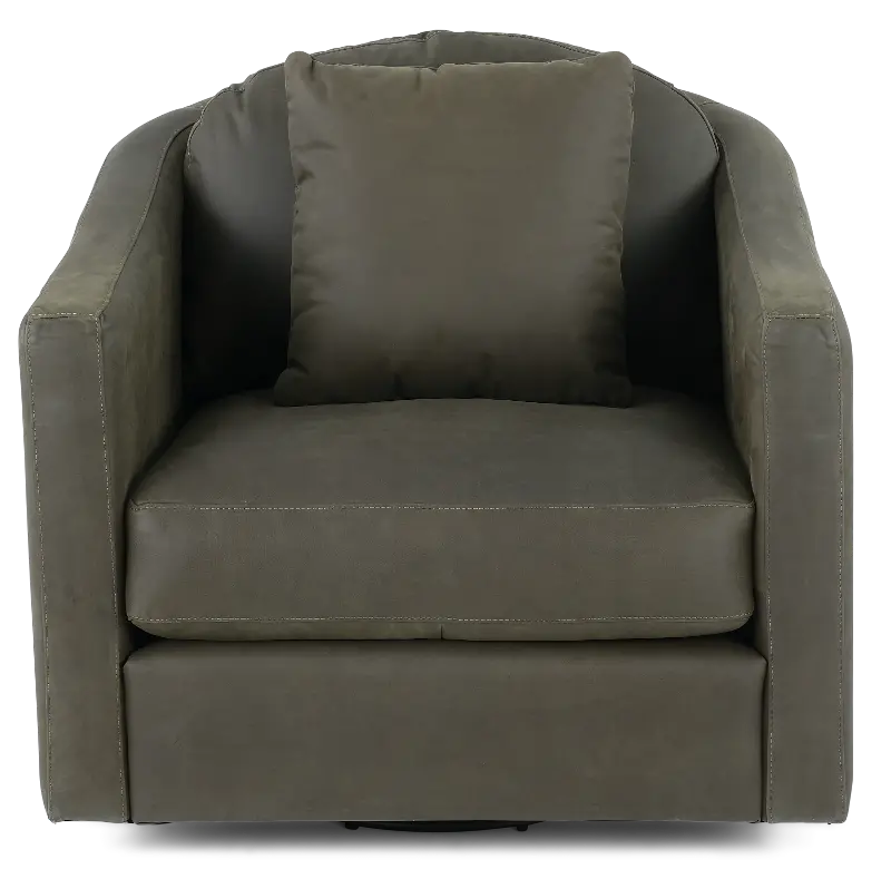 Adele Green Leather Swivel Chair