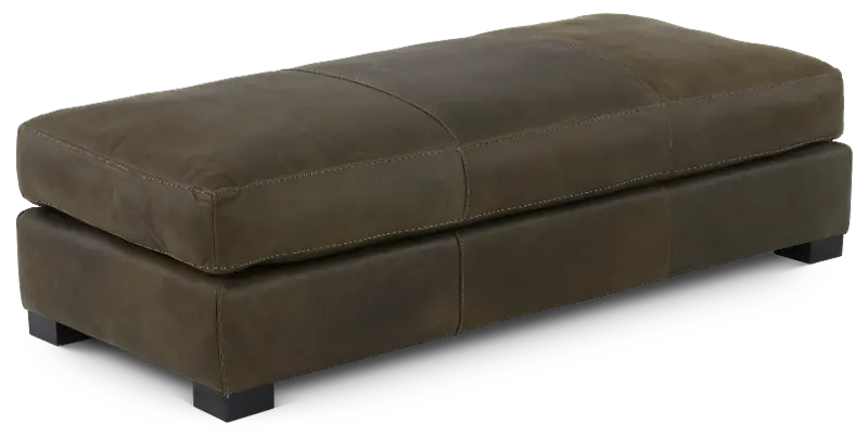 Adele Green Leather Ottoman