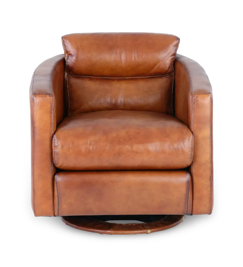 Ramba Brown Leather Swivel Glider