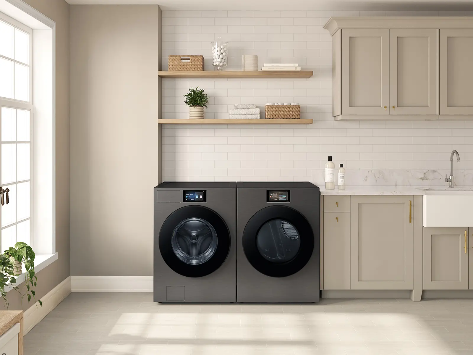 WF90F53ADS Samsung Bespoke 5.3 Cu Ft Front Load Washer - Dark Steel-2