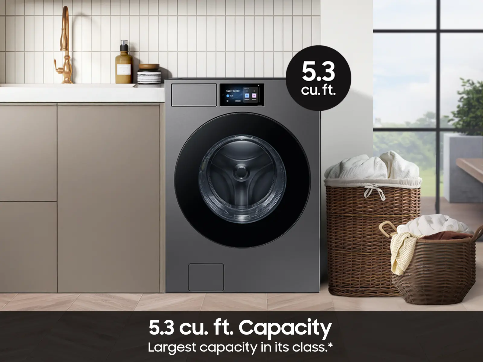 WF90F53ADS Samsung Bespoke 5.3 Cu Ft Front Load Washer - Dark Steel-7