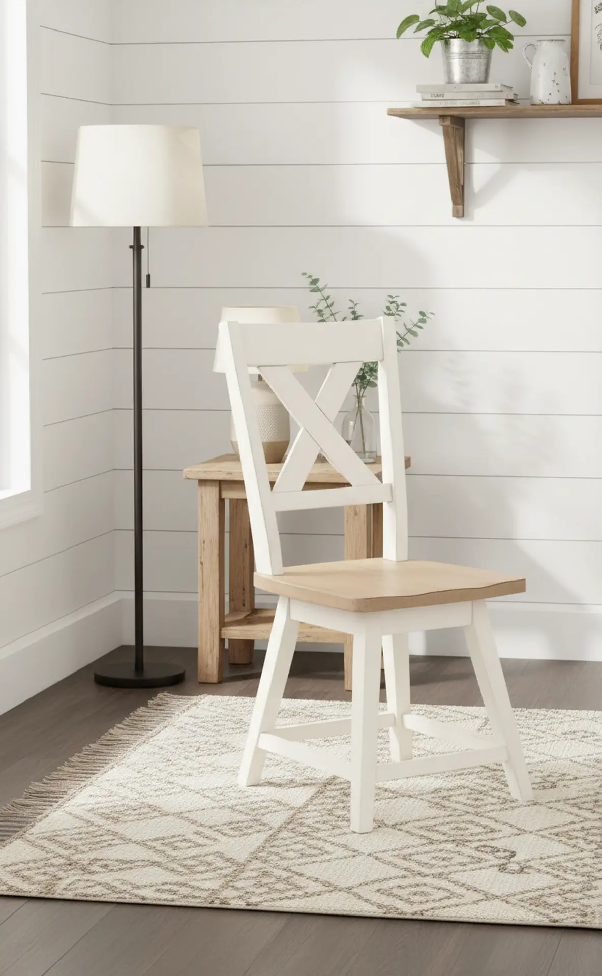 Highland Natural and White Swivel Dining Chair-11
