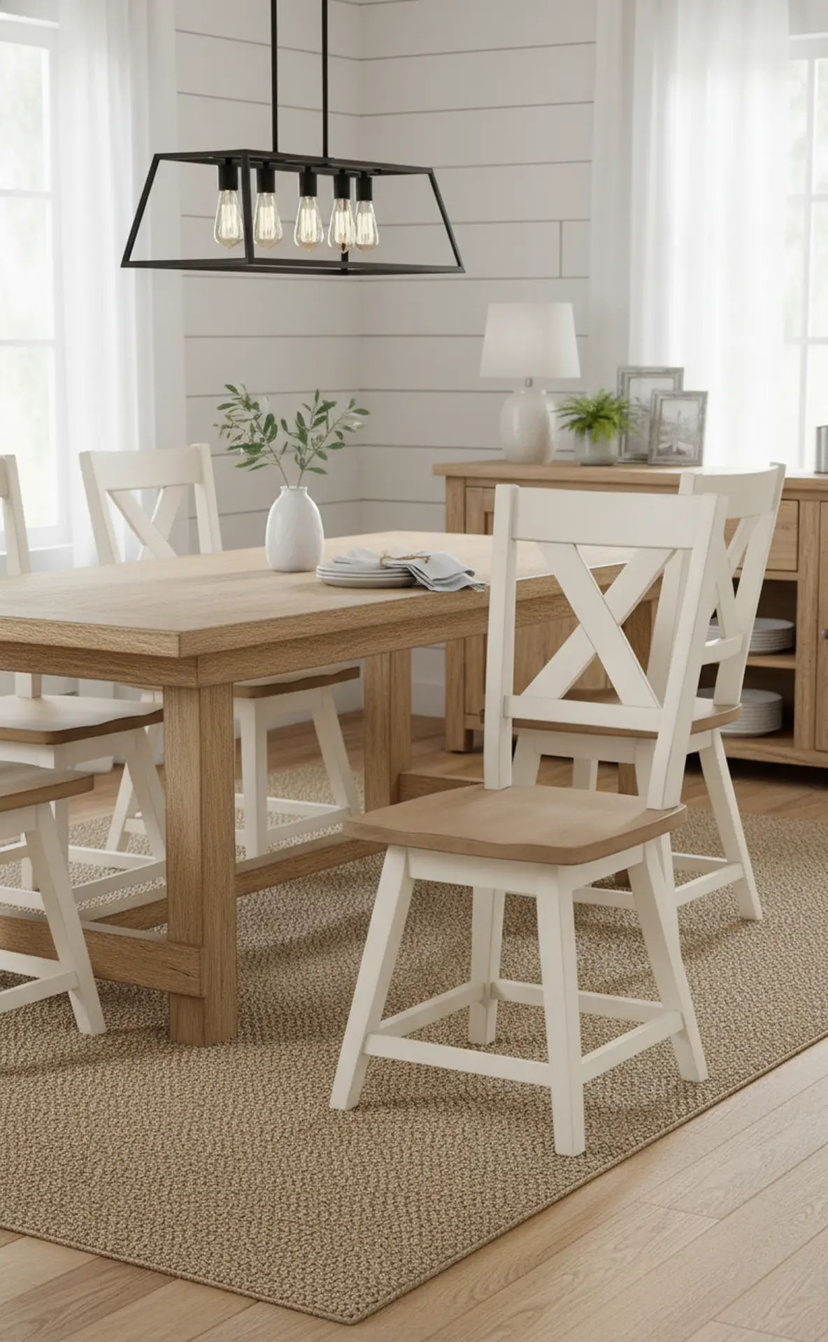 Highland Natural and White Swivel Dining Chair-2