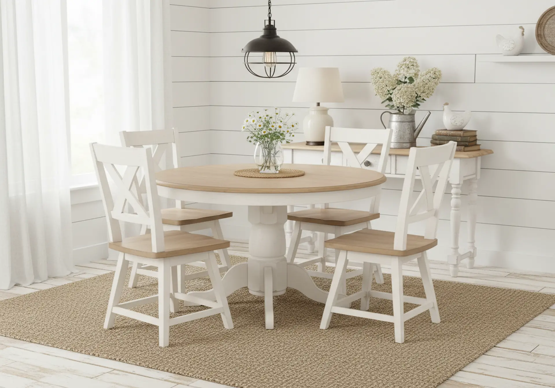 Highland Natural and White 5-Piece Dining Set-11