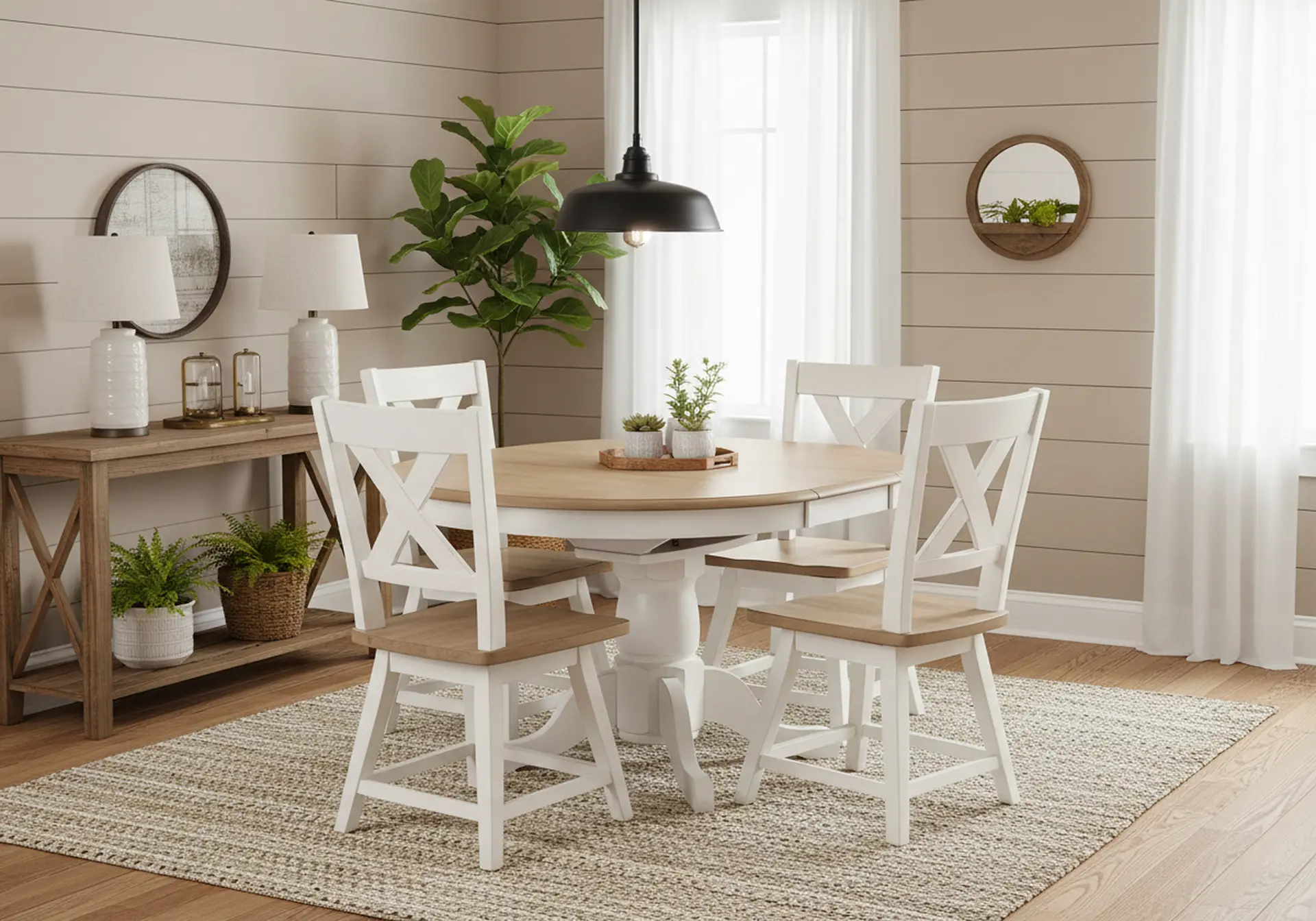 Highland Natural and White 5-Piece Dining Set-2